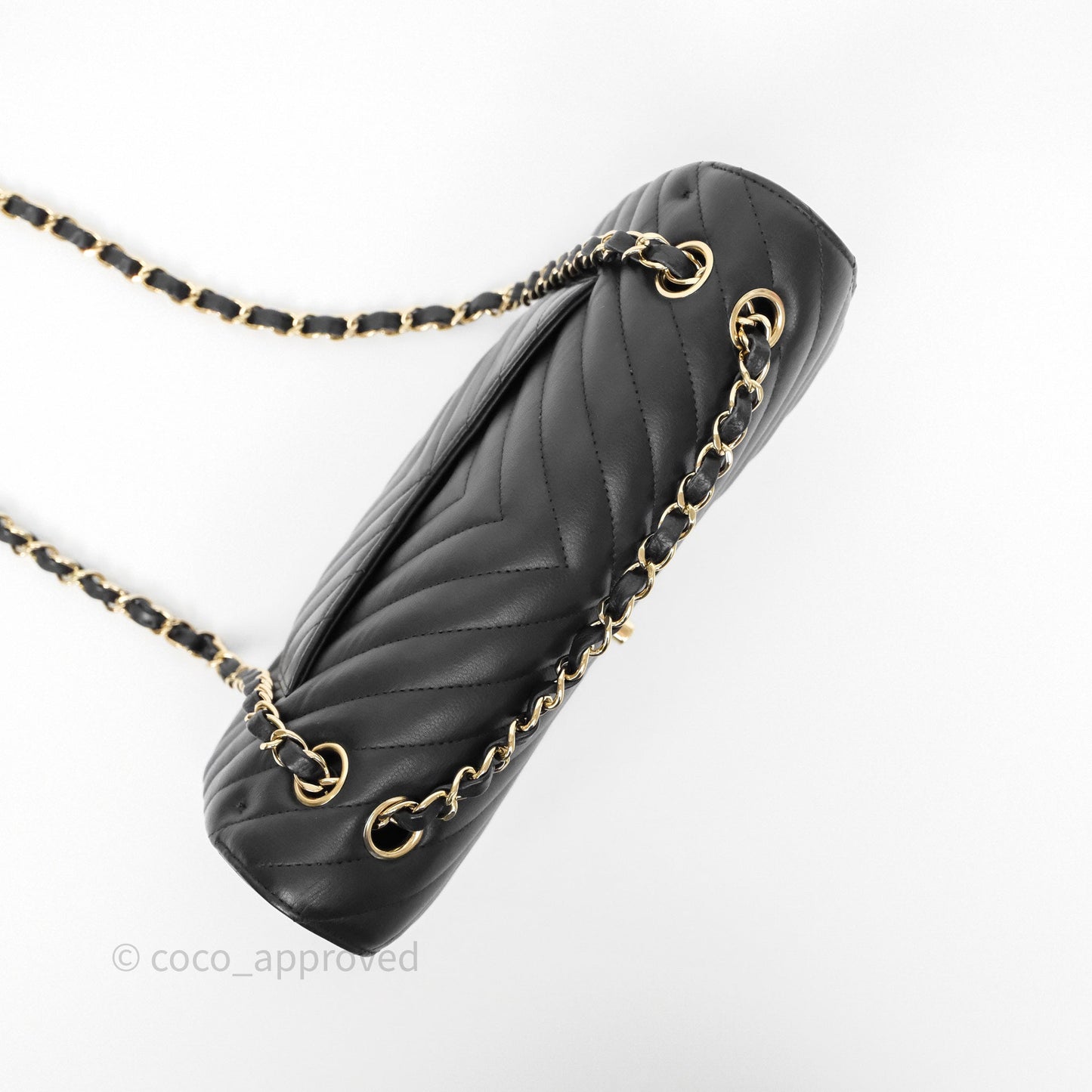 Chanel Classic M/L Medium Flap Chevron Black Caviar Gold Hardware
