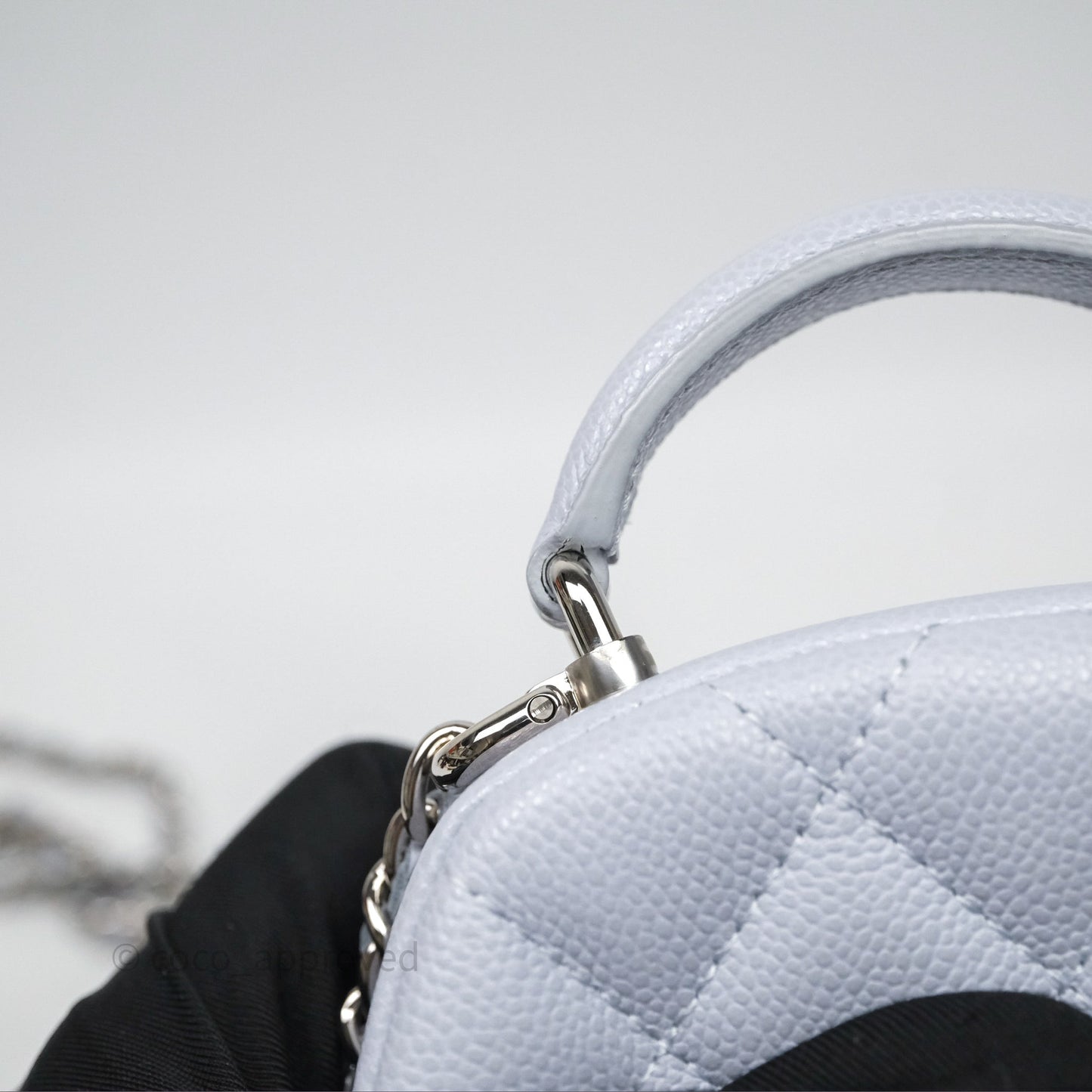 Chanel Classic Mini Backpack Light Blue Grey Caviar Silver Hardware
