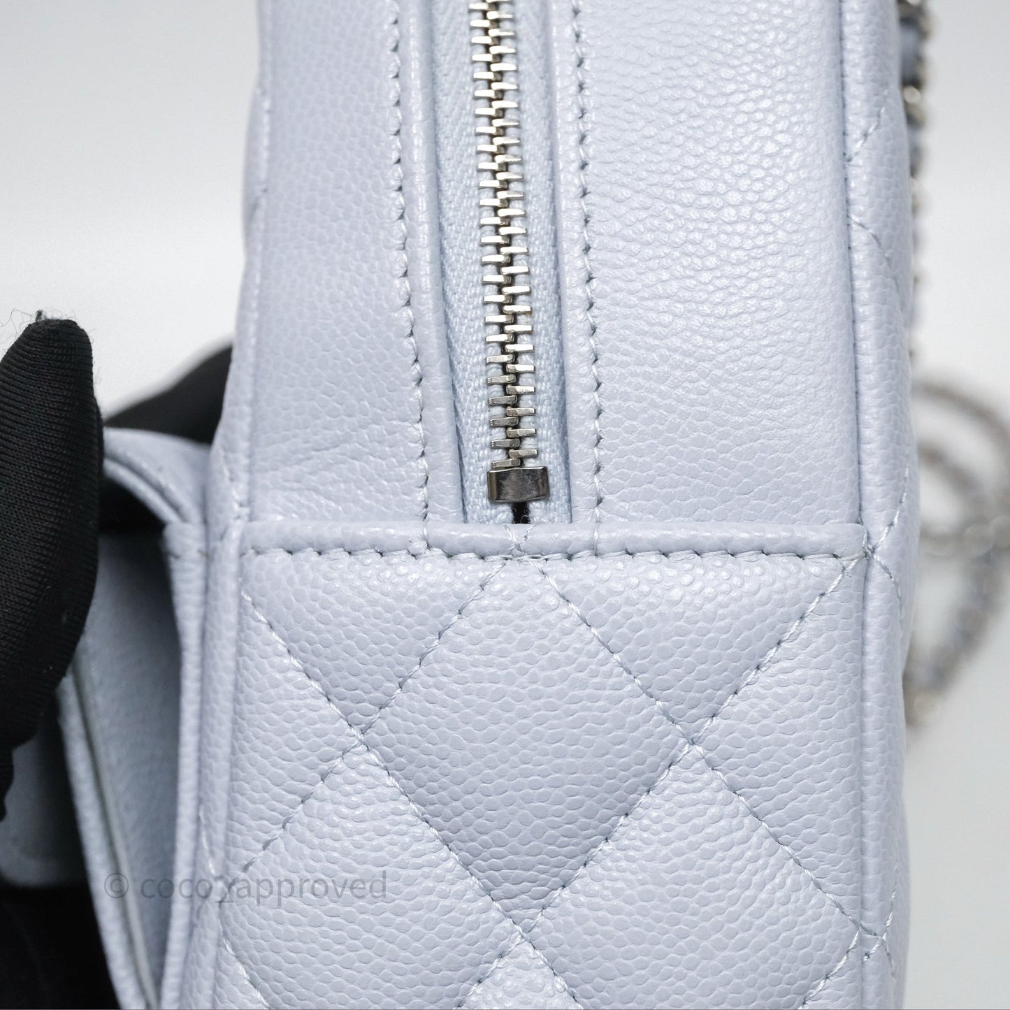 Chanel Classic Mini Backpack Light Blue Grey Caviar Silver Hardware