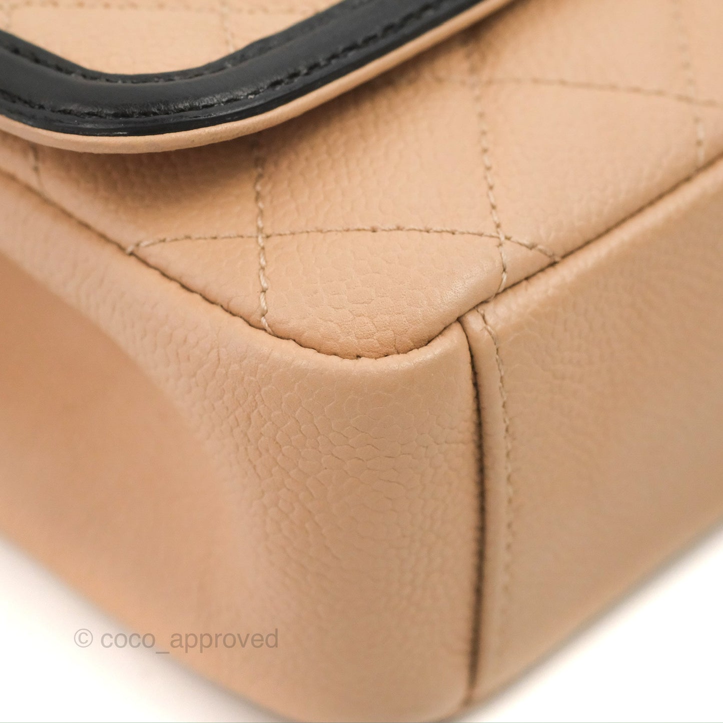 Chanel Quilted Medium CC Filigree Flap Beige Black Caviar