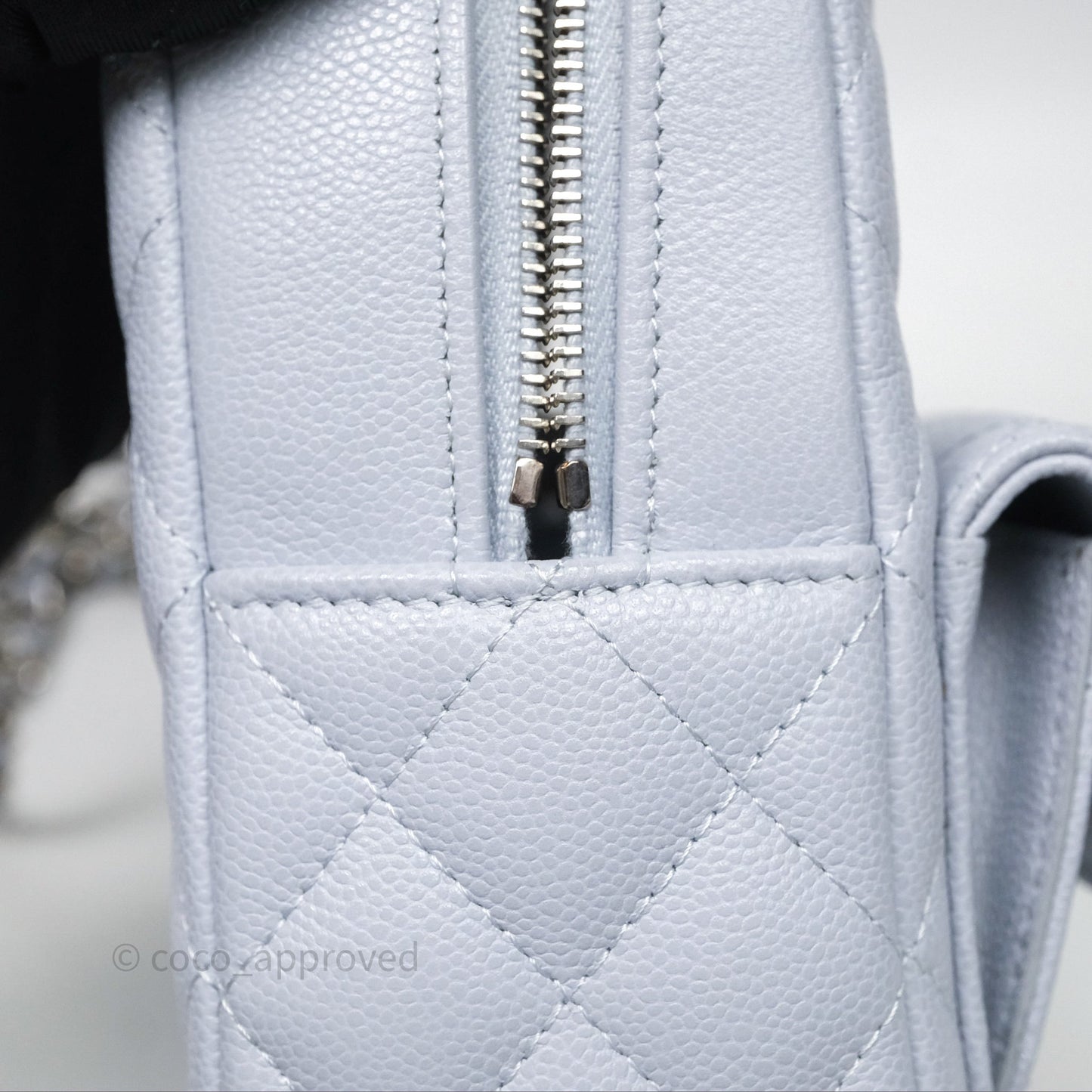 Chanel Classic Mini Backpack Light Blue Grey Caviar Silver Hardware