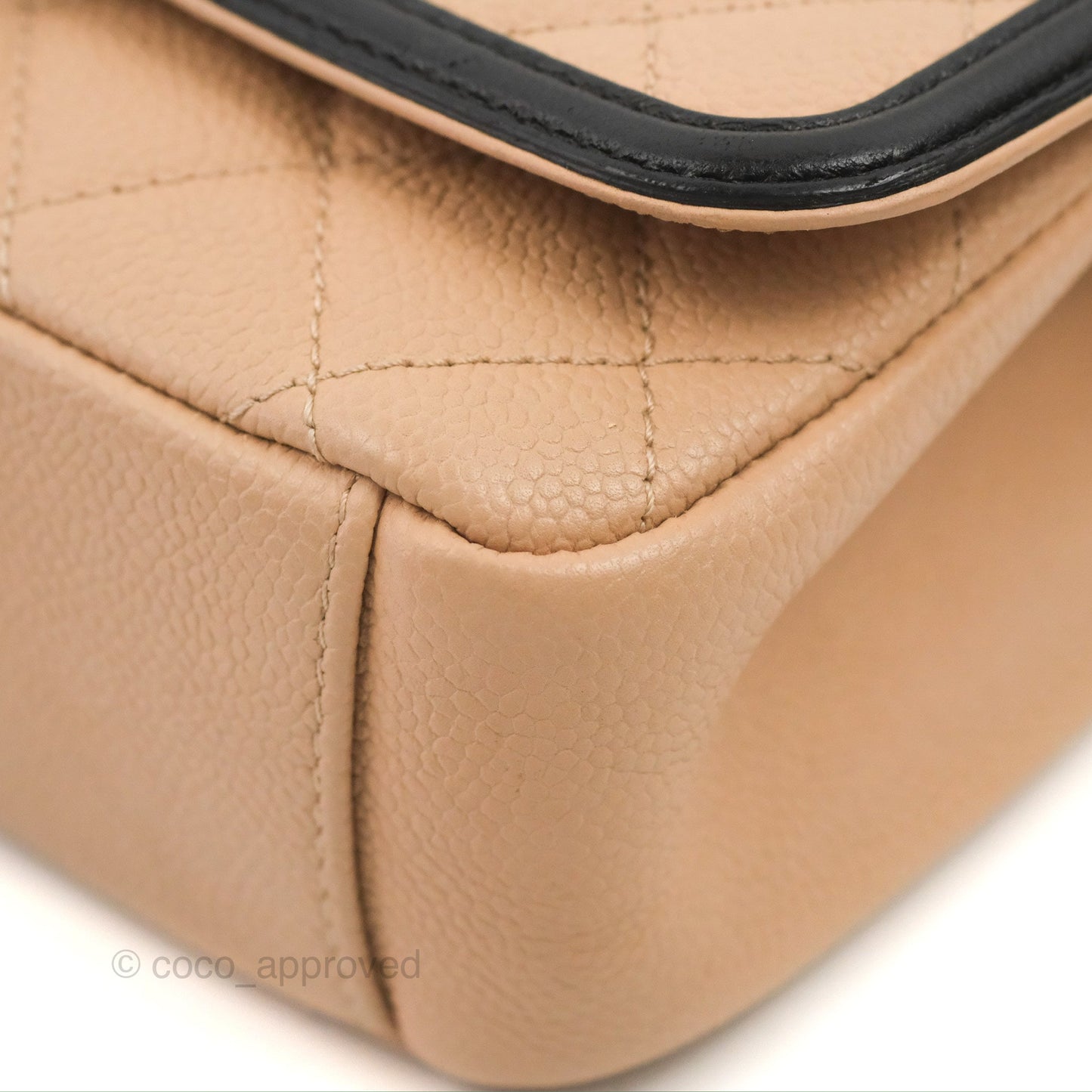 Chanel Quilted Medium CC Filigree Flap Beige Black Caviar