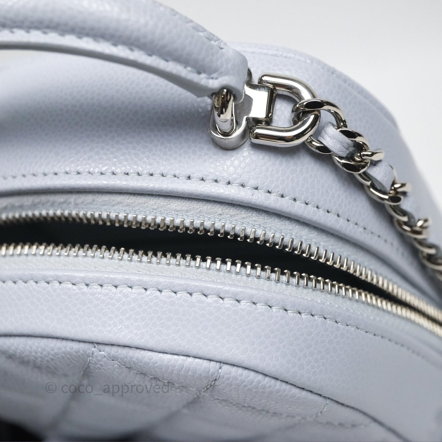 Chanel Classic Mini Backpack Light Blue Grey Caviar Silver Hardware
