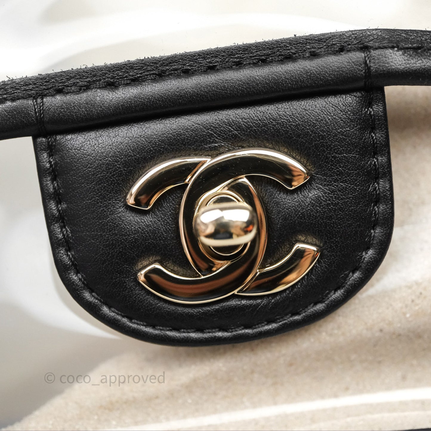 Chanel Medium Sand By The Sea PVC Flap Black Lambskin Gold Hardware