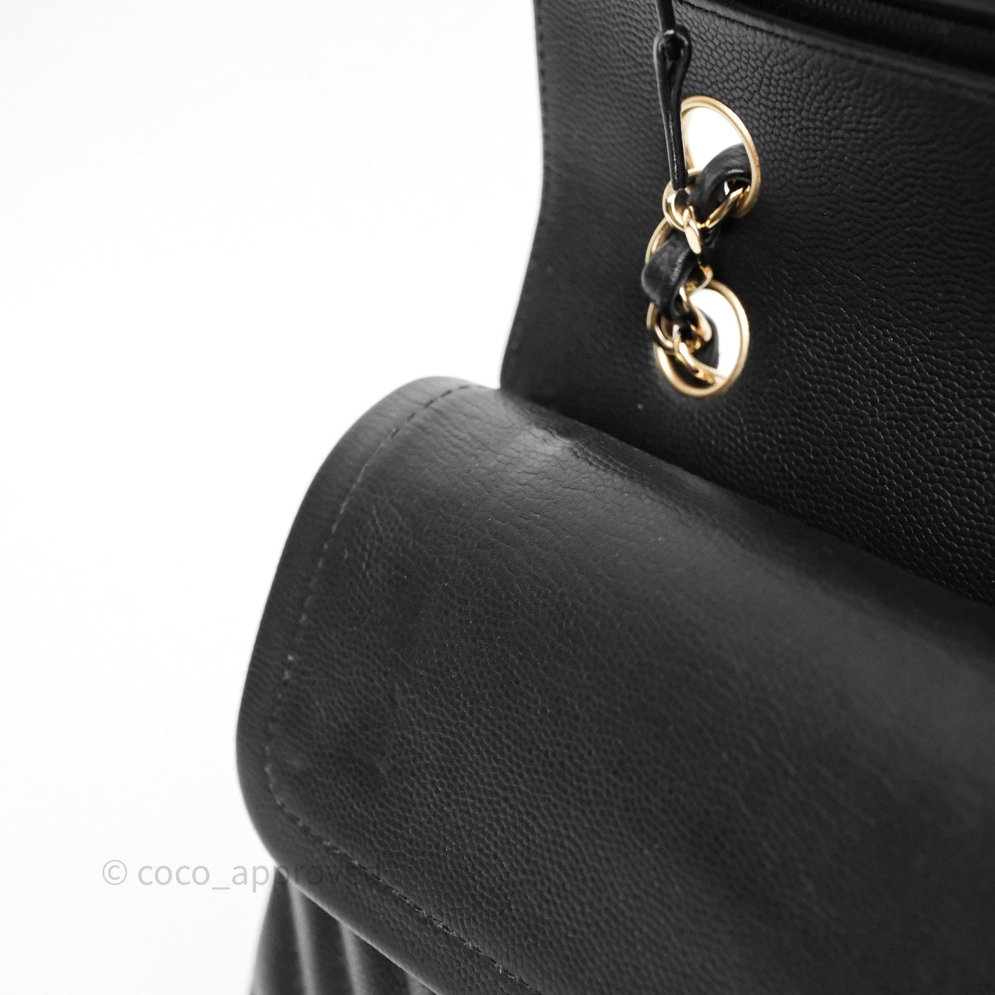 Chanel Classic M/L Medium Flap Chevron Black Caviar Gold Hardware