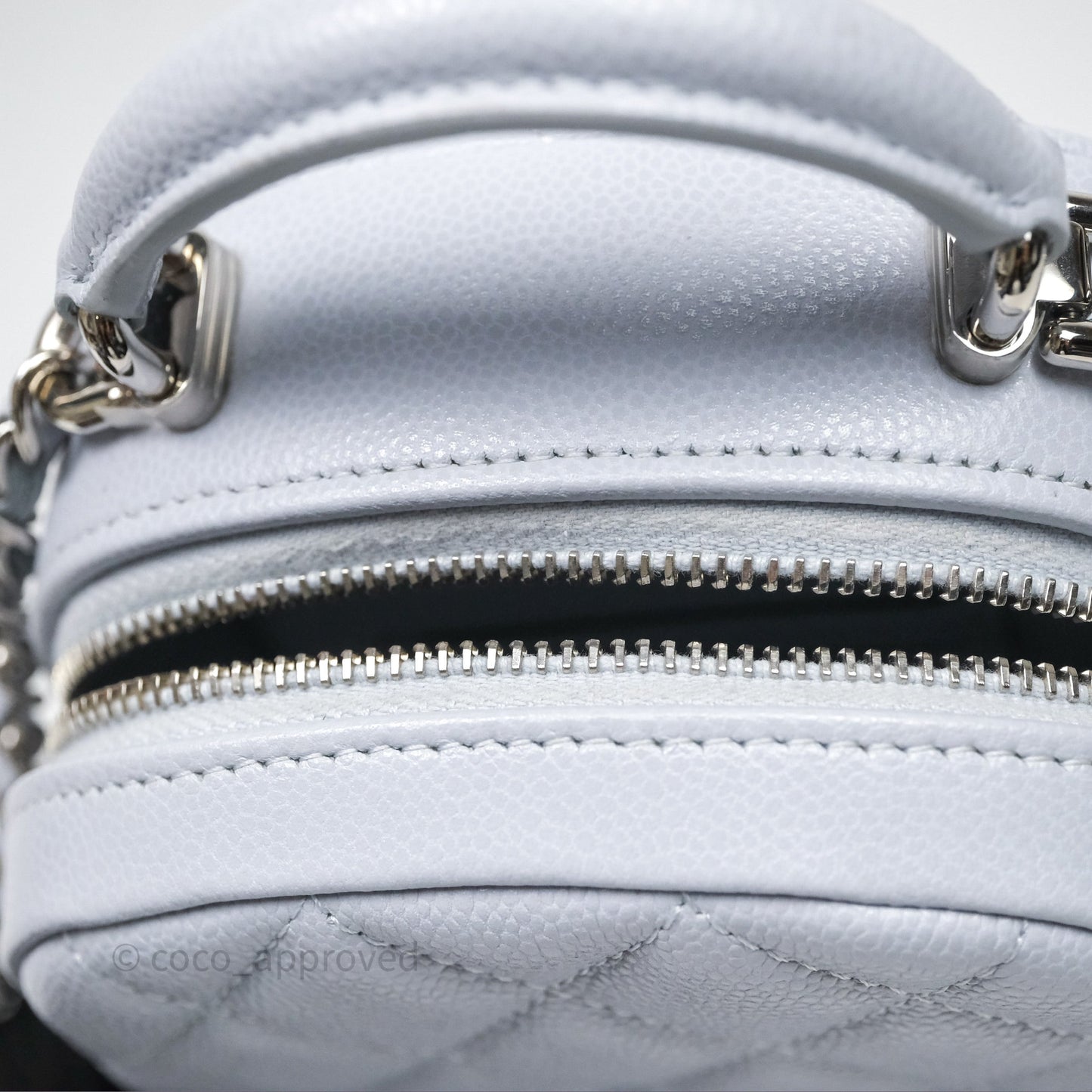 Chanel Classic Mini Backpack Light Blue Grey Caviar Silver Hardware