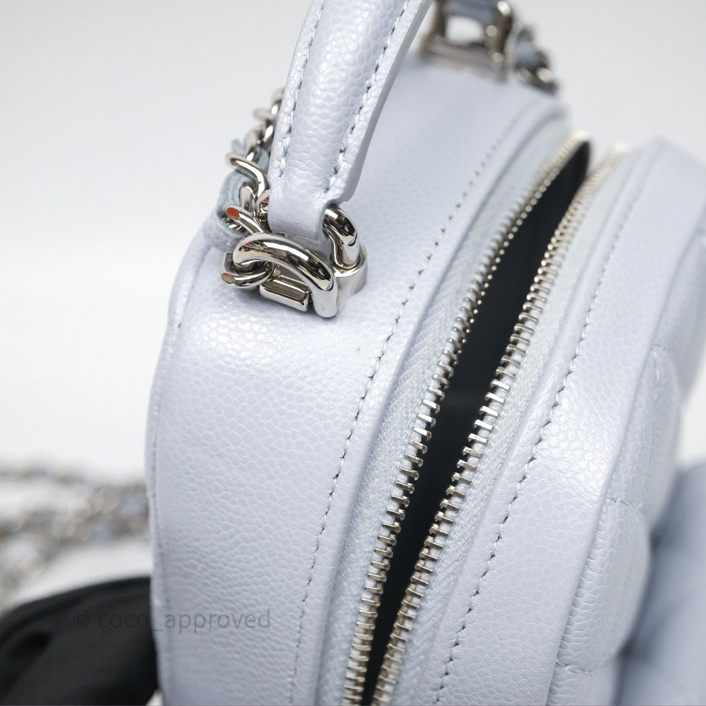 Chanel Classic Mini Backpack Light Blue Grey Caviar Silver Hardware