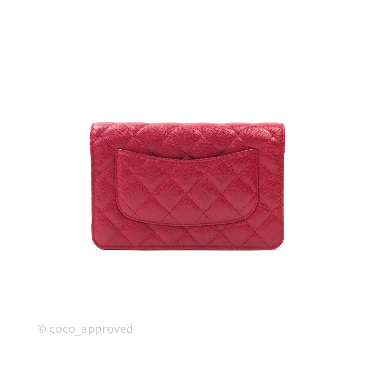 Chanel Quilted Wallet on Chain WOC Cherry Red Caviar Silver Hardware 18B