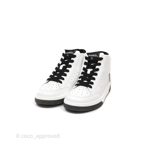 Chanel Logo Sneakers White Calfskin Size 37