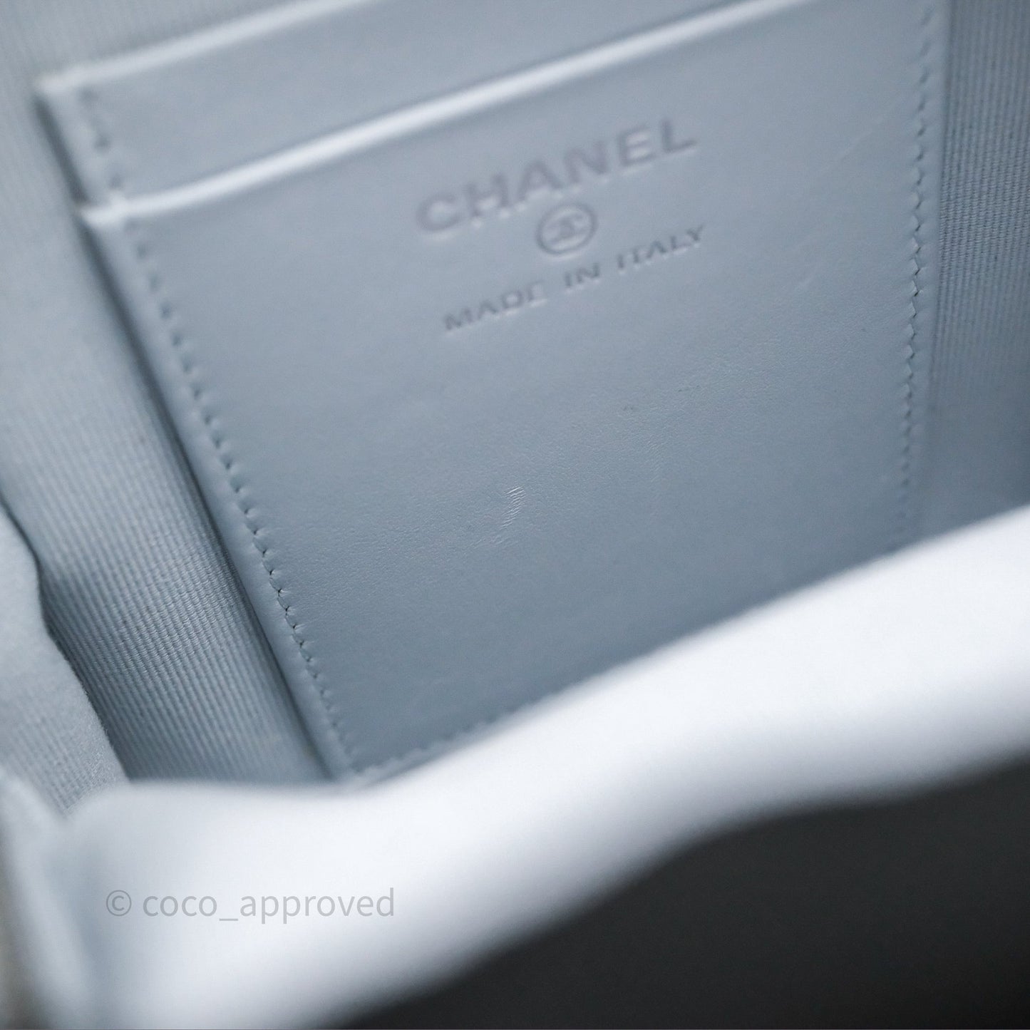 Chanel Classic Mini Backpack Light Blue Grey Caviar Silver Hardware