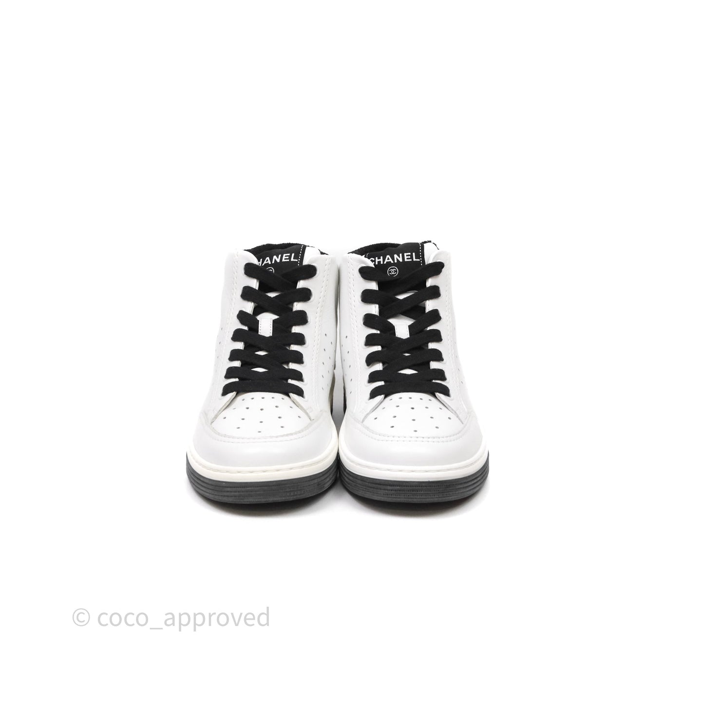 Chanel Logo Sneakers White Calfskin Size 37