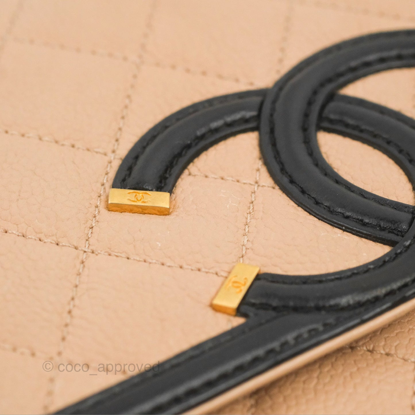 Chanel Quilted Medium CC Filigree Flap Beige Black Caviar