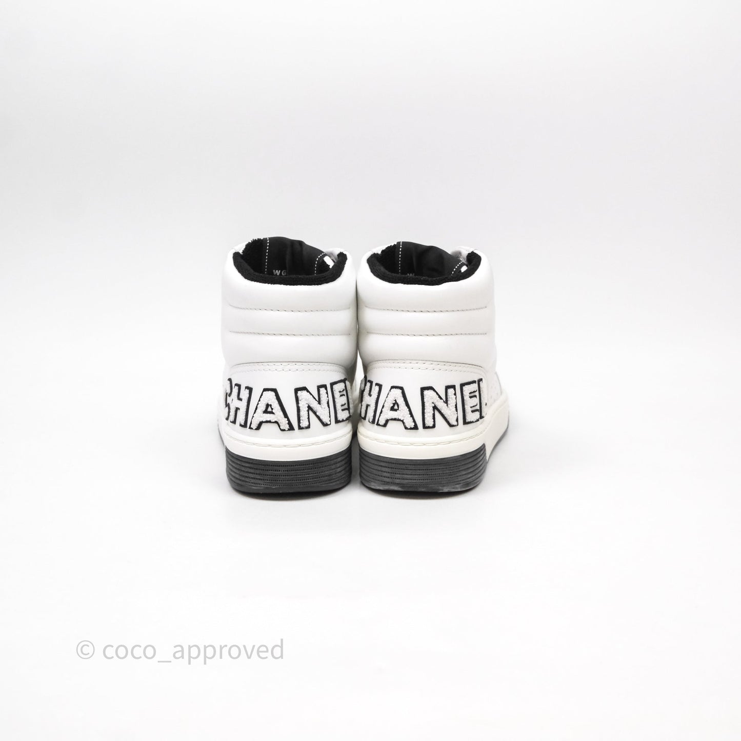 Chanel Logo Sneakers White Calfskin Size 37