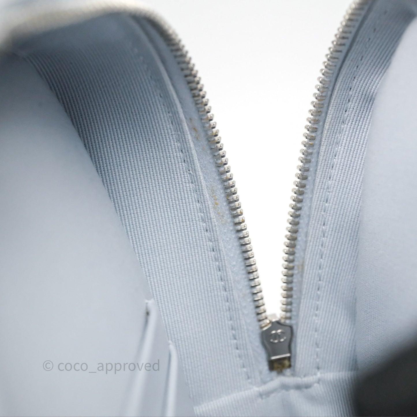 Chanel Classic Mini Backpack Light Blue Grey Caviar Silver Hardware