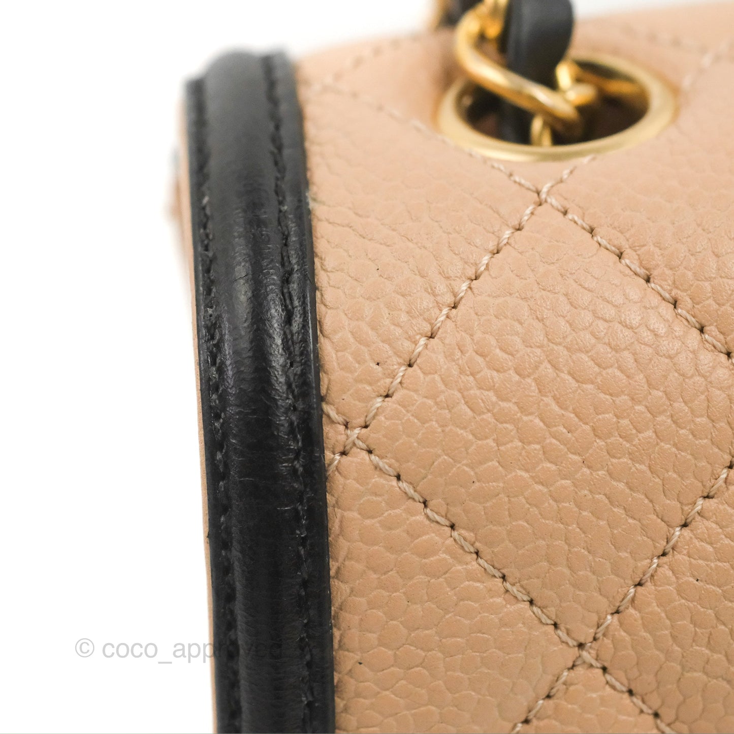 Chanel Quilted Medium CC Filigree Flap Beige Black Caviar