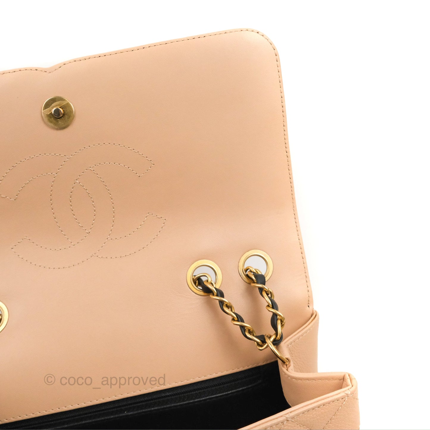 Chanel Quilted Medium CC Filigree Flap Beige Black Caviar