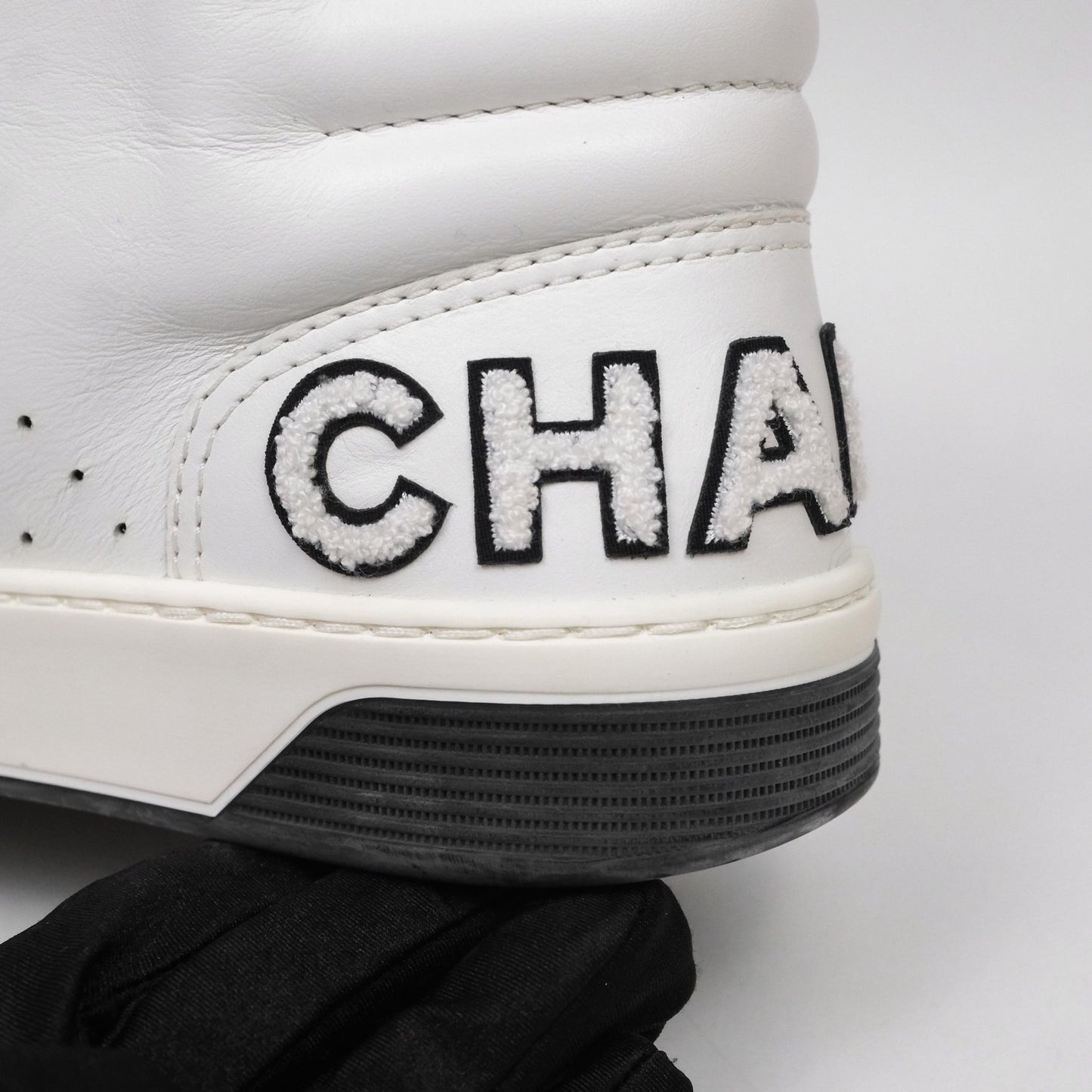 Chanel Logo Sneakers White Calfskin Size 37
