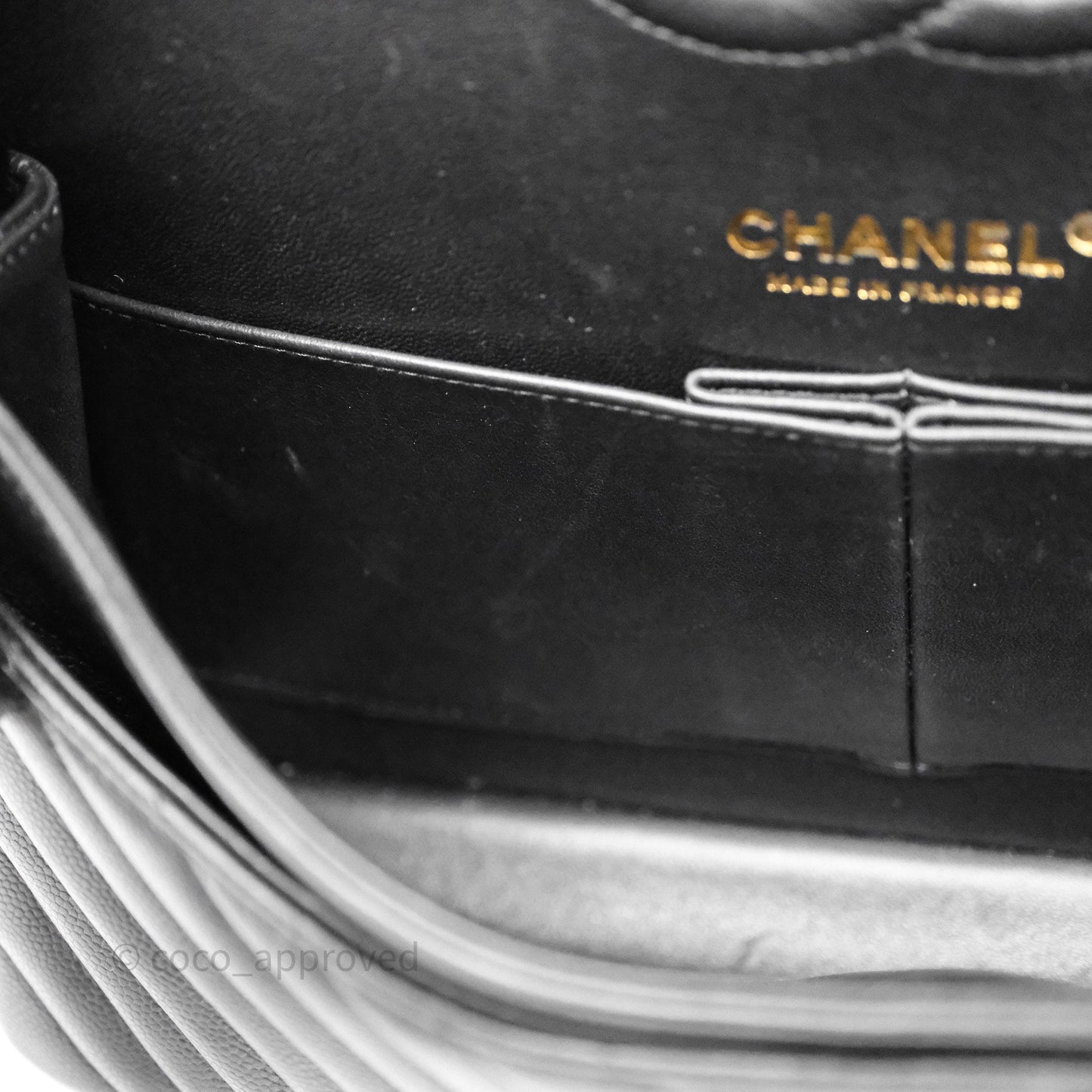 Chanel Classic M/L Medium Flap Chevron Black Caviar Gold Hardware