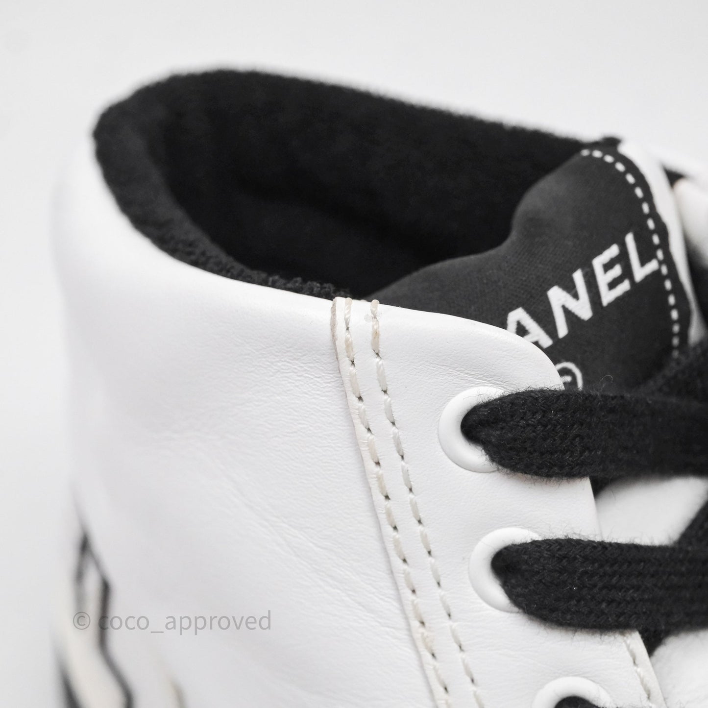 Chanel Logo Sneakers White Calfskin Size 37