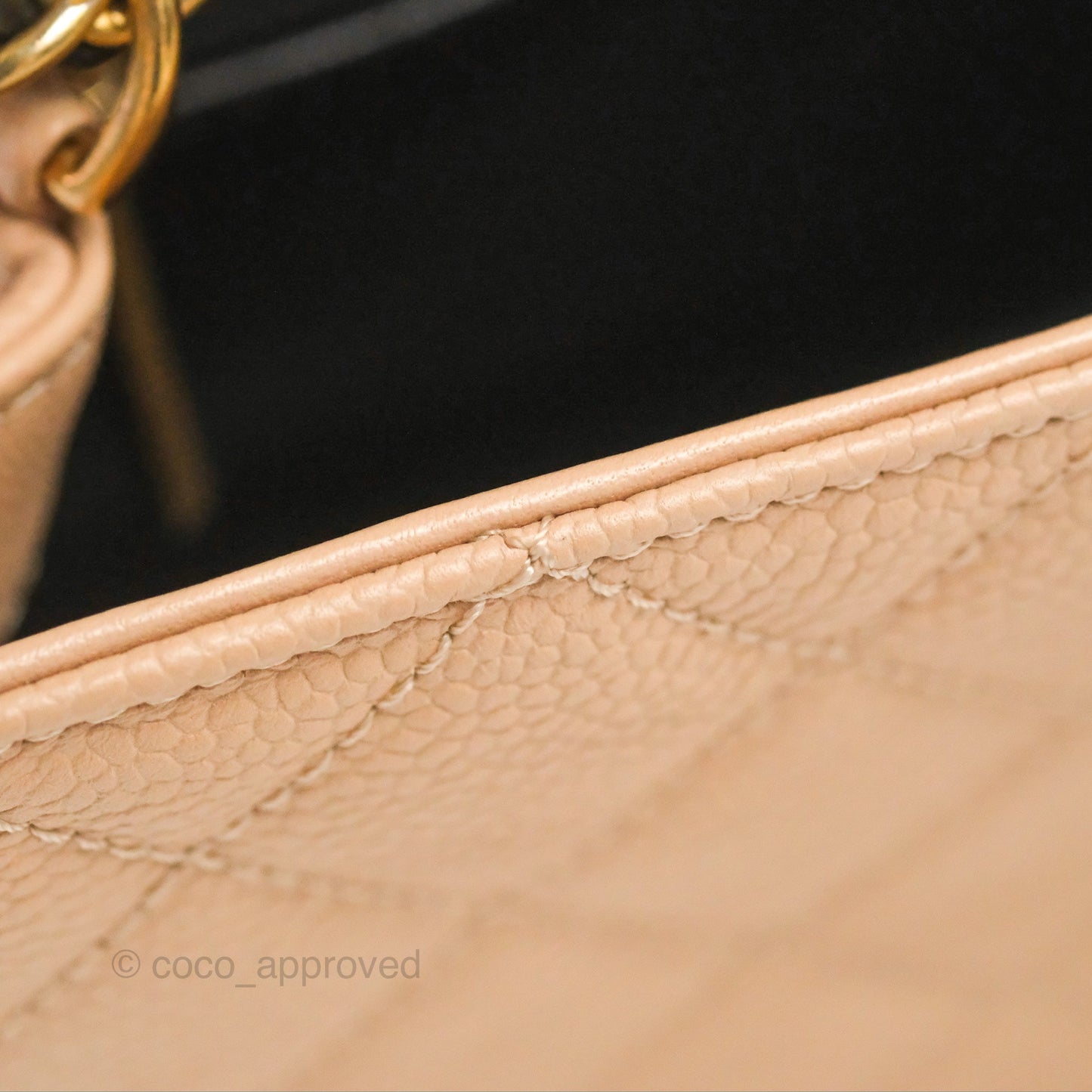 Chanel Quilted Medium CC Filigree Flap Beige Black Caviar