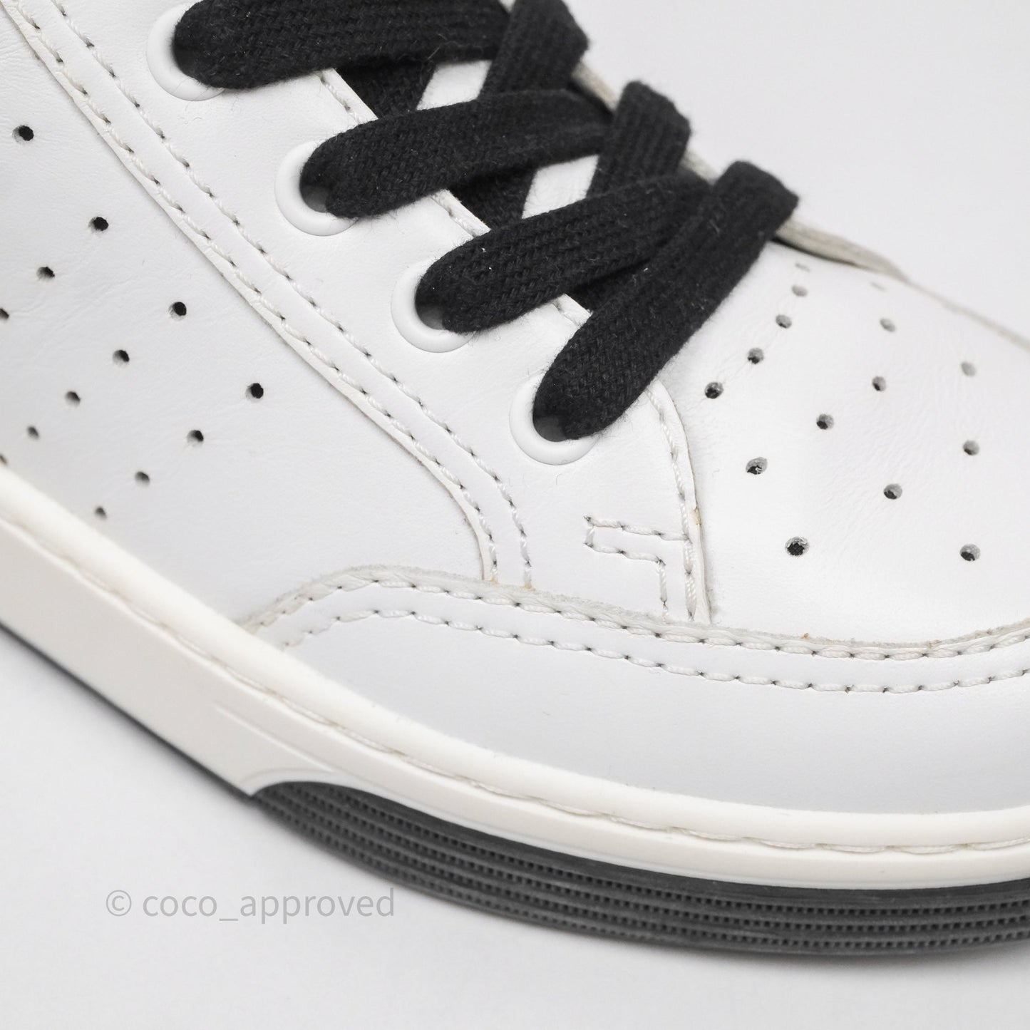 Chanel Logo Sneakers White Calfskin Size 37