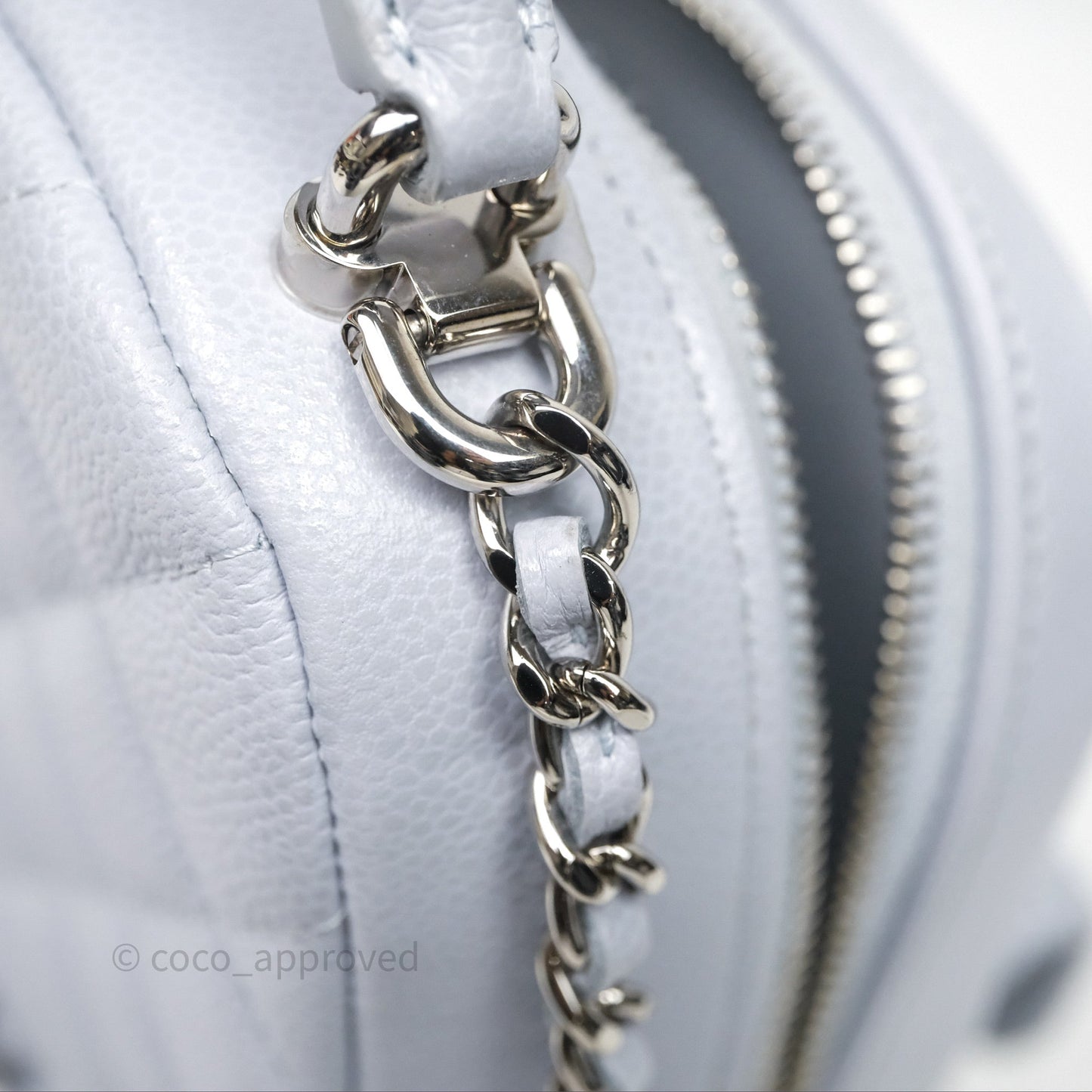 Chanel Classic Mini Backpack Light Blue Grey Caviar Silver Hardware