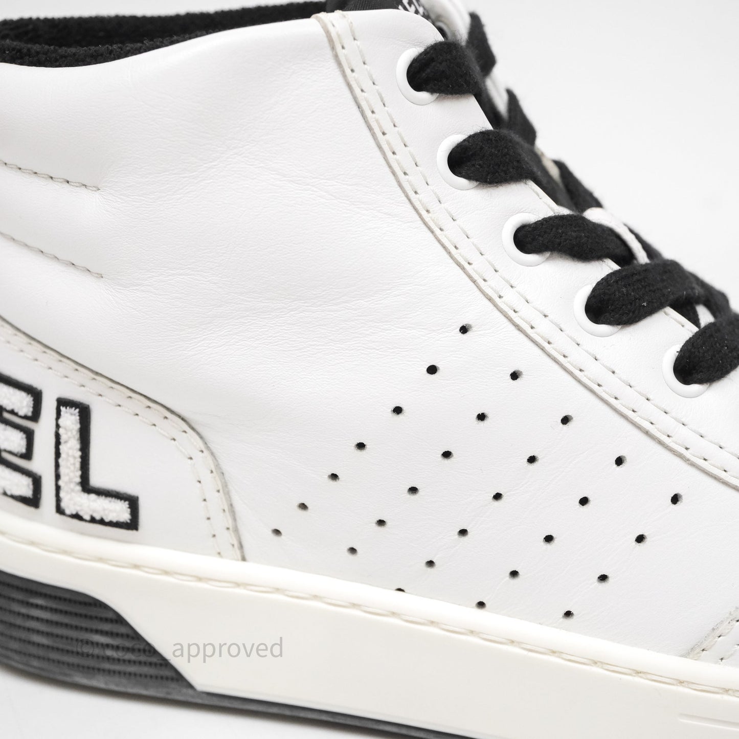 Chanel Logo Sneakers White Calfskin Size 37