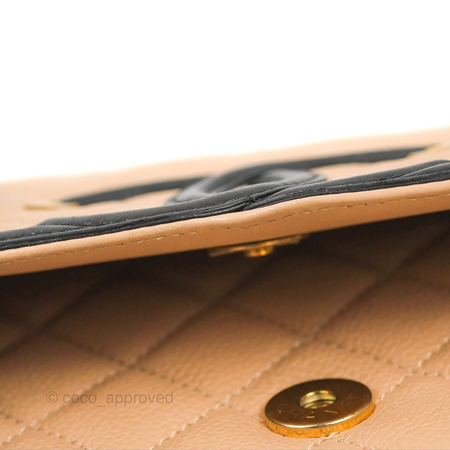 Chanel Quilted Medium CC Filigree Flap Beige Black Caviar