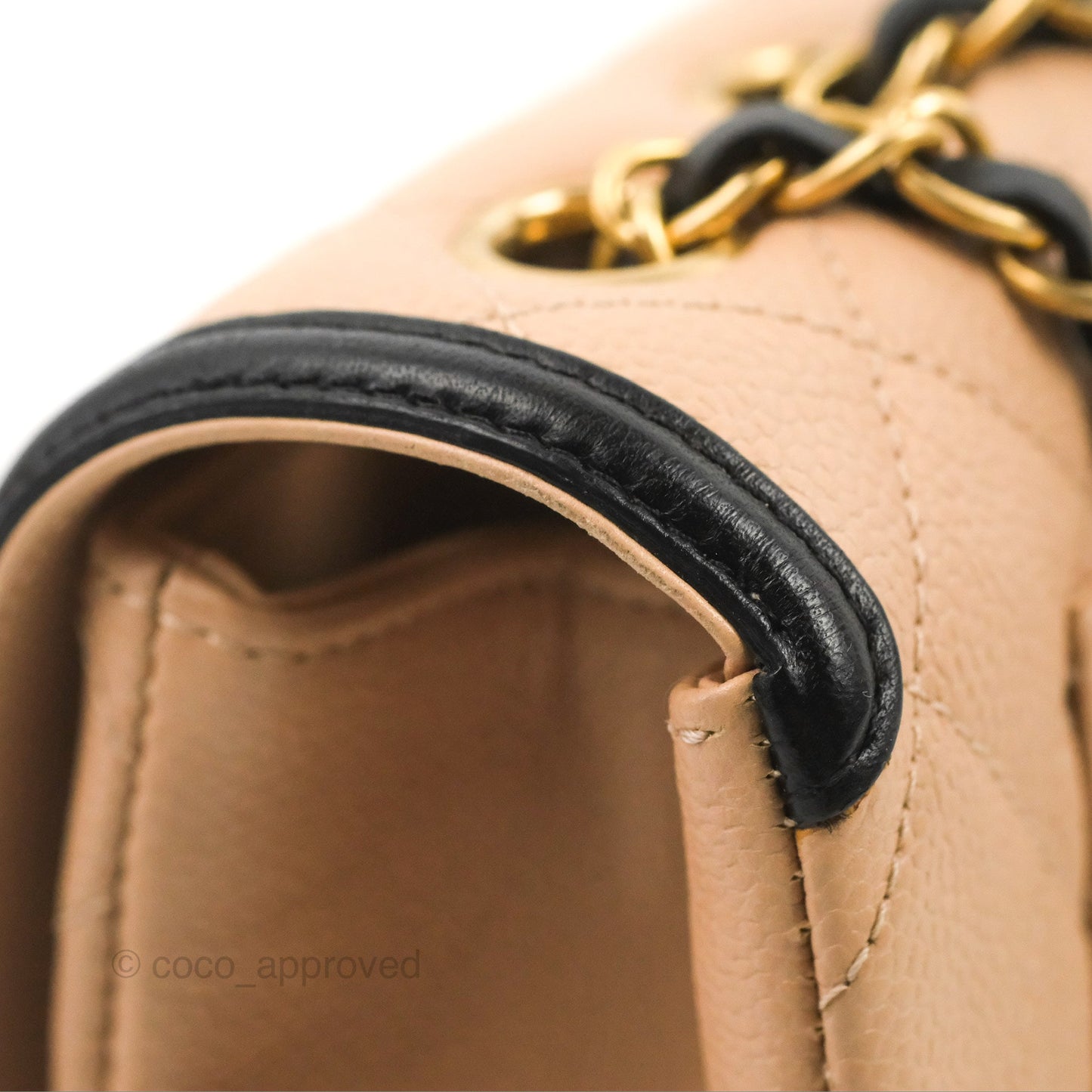 Chanel Quilted Medium CC Filigree Flap Beige Black Caviar