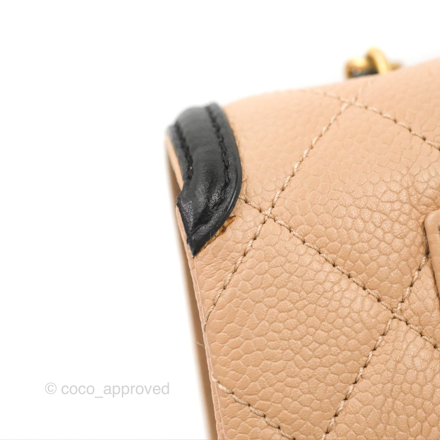 Chanel Quilted Medium CC Filigree Flap Beige Black Caviar