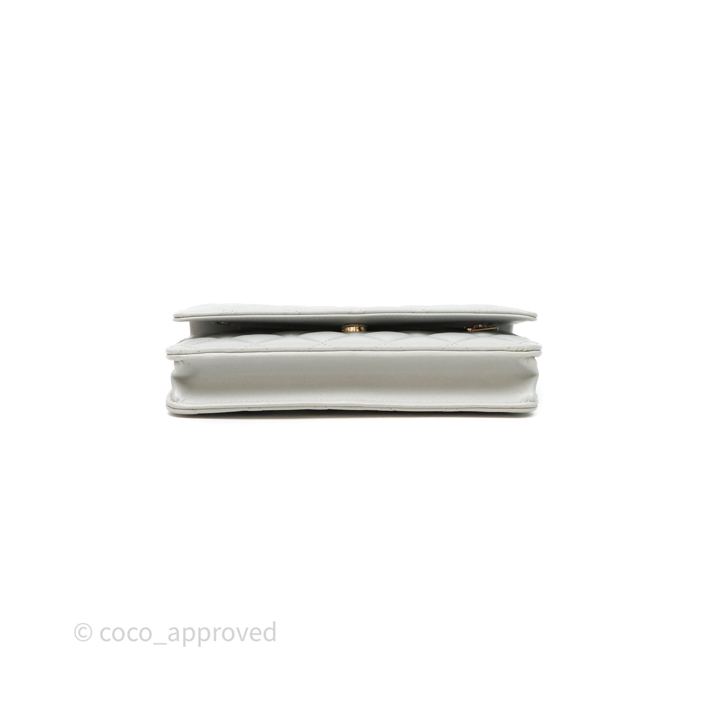 Chanel Classic Quilted Wallet on Chain WOC Grey Lambskin Gold Hardware