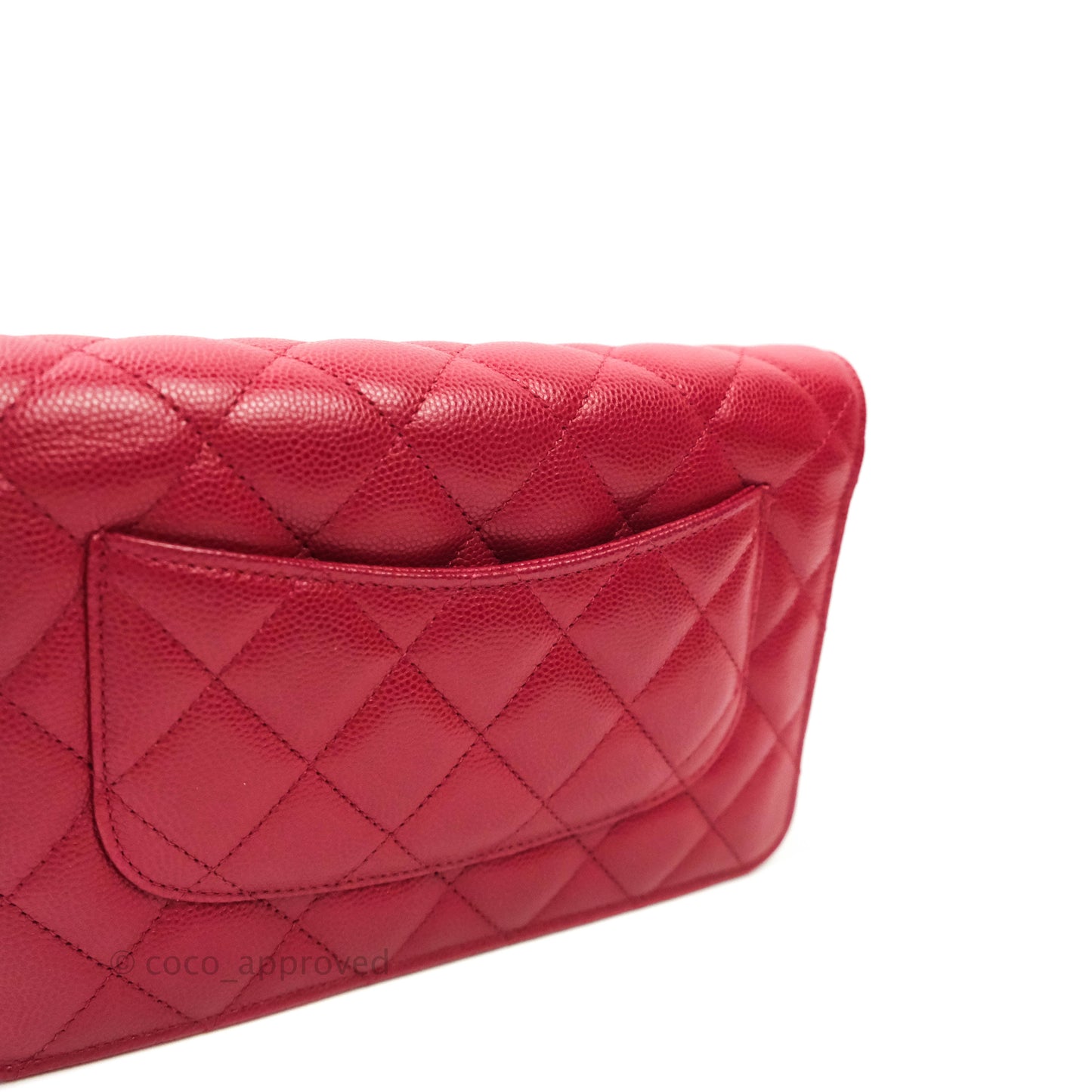 Chanel Quilted Wallet on Chain WOC Cherry Red Caviar Silver Hardware 18B
