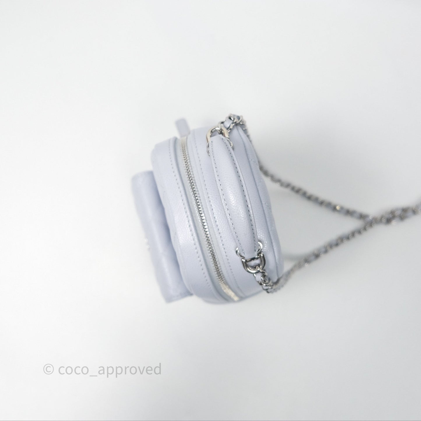 Chanel Classic Mini Backpack Light Blue Grey Caviar Silver Hardware
