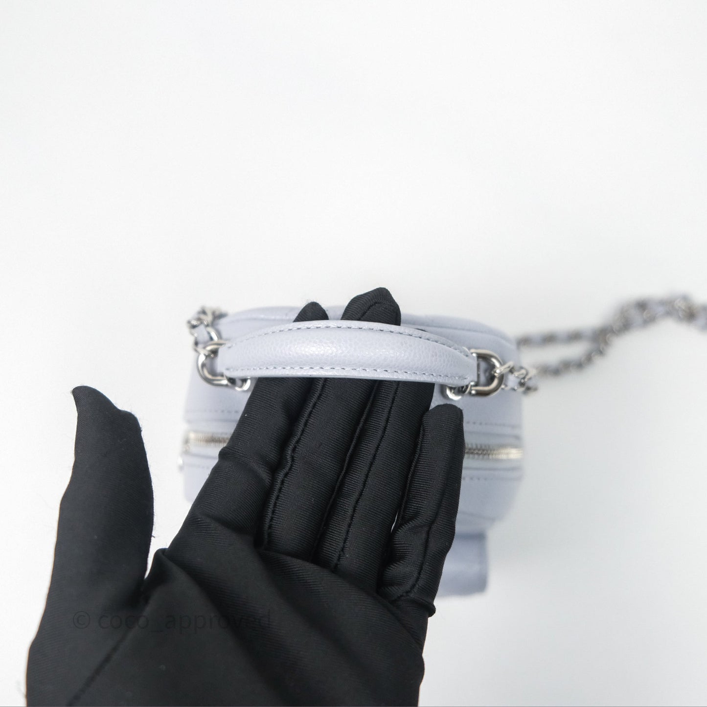 Chanel Classic Mini Backpack Light Blue Grey Caviar Silver Hardware