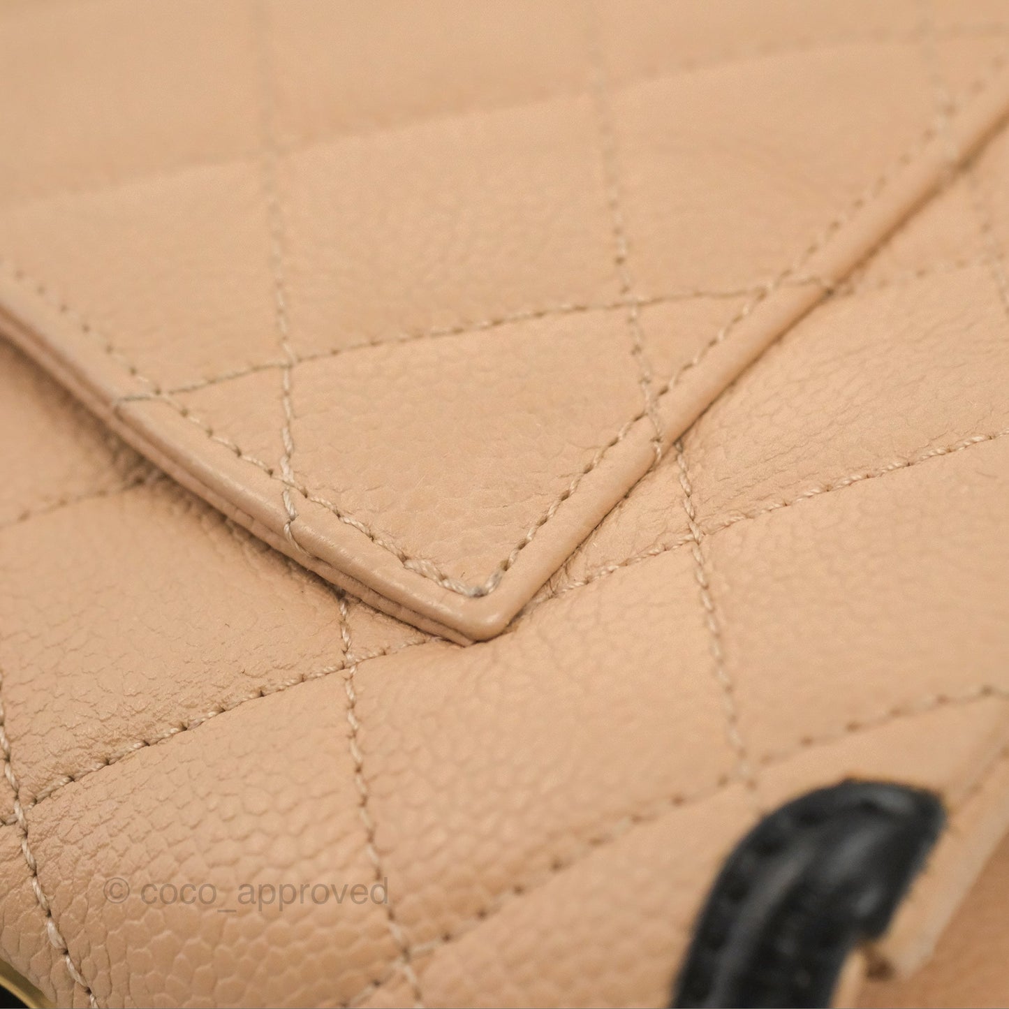 Chanel Quilted Medium CC Filigree Flap Beige Black Caviar