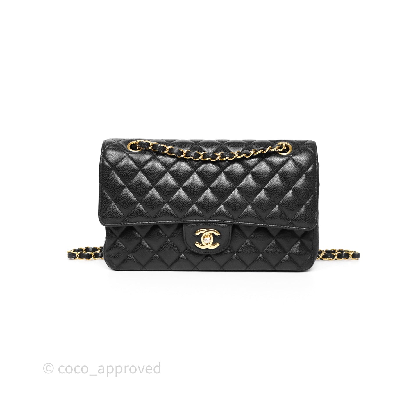 Chanel Classic M/L Medium Flap Quilted Black Caviar Gold Hardware