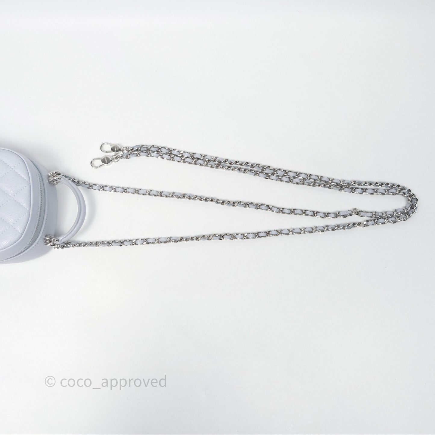 Chanel Classic Mini Backpack Light Blue Grey Caviar Silver Hardware
