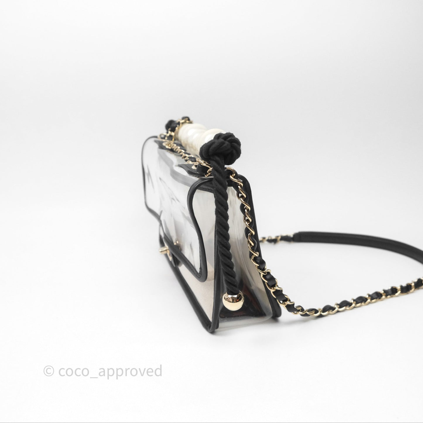 Chanel Medium Sand By The Sea PVC Flap Black Lambskin Gold Hardware