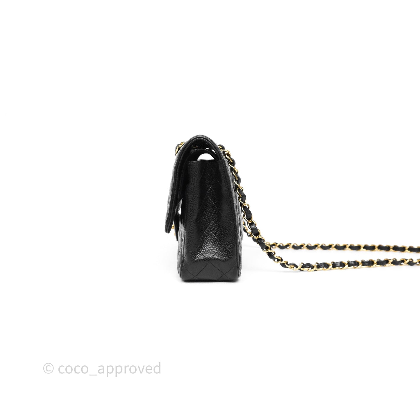 Chanel Classic M/L Medium Flap Quilted Black Caviar Gold Hardware