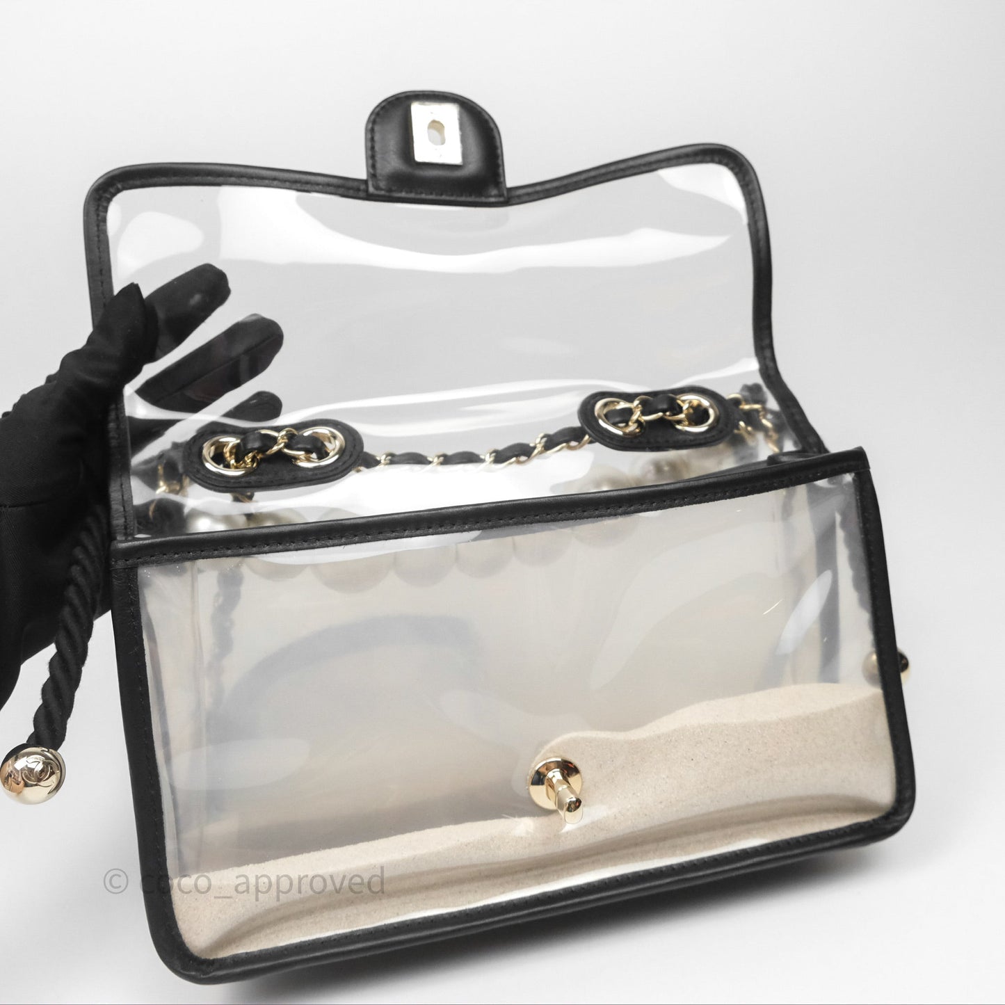 Chanel Medium Sand By The Sea PVC Flap Black Lambskin Gold Hardware
