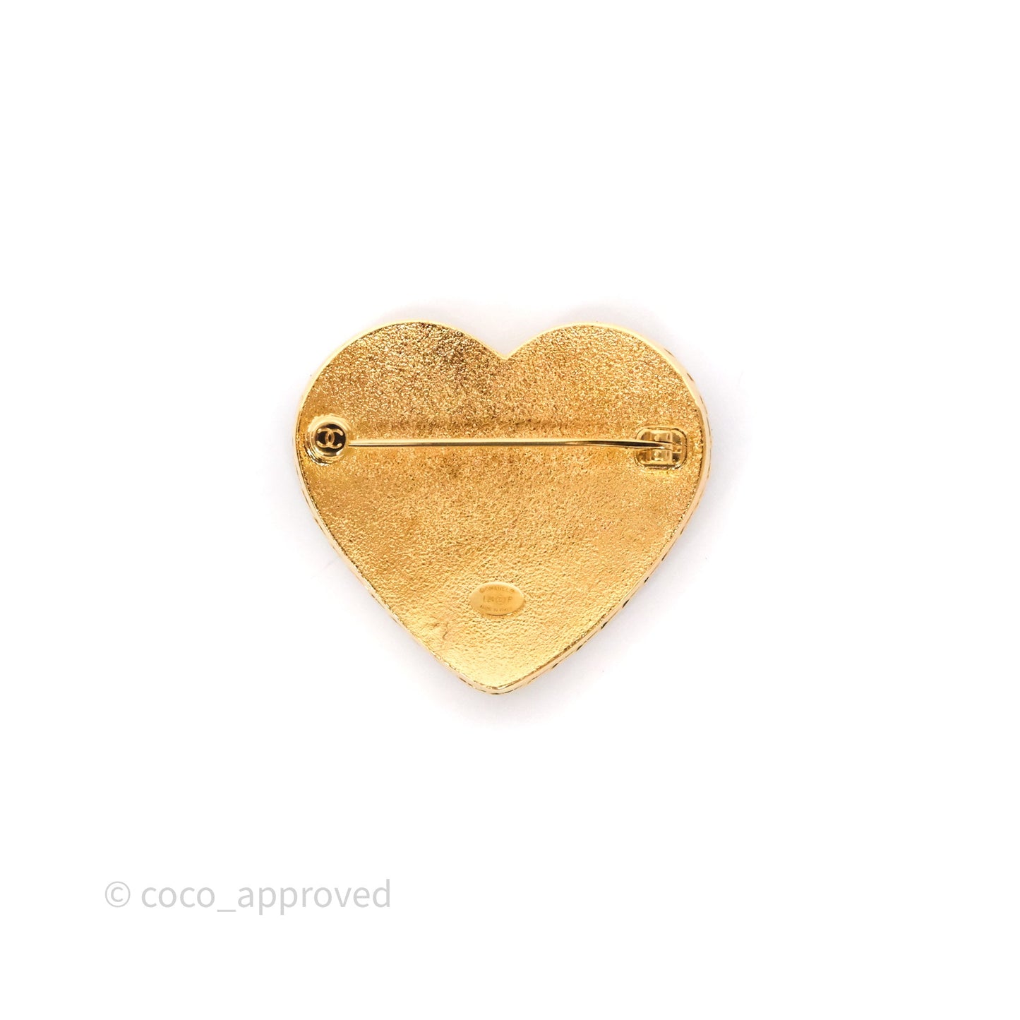 Chanel Denim Heart CC Brooch Gold Tone 24P