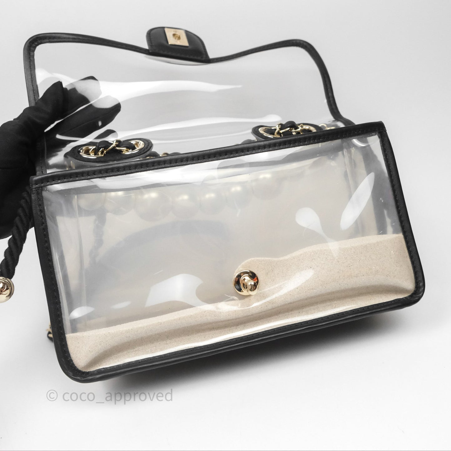 Chanel Medium Sand By The Sea PVC Flap Black Lambskin Gold Hardware