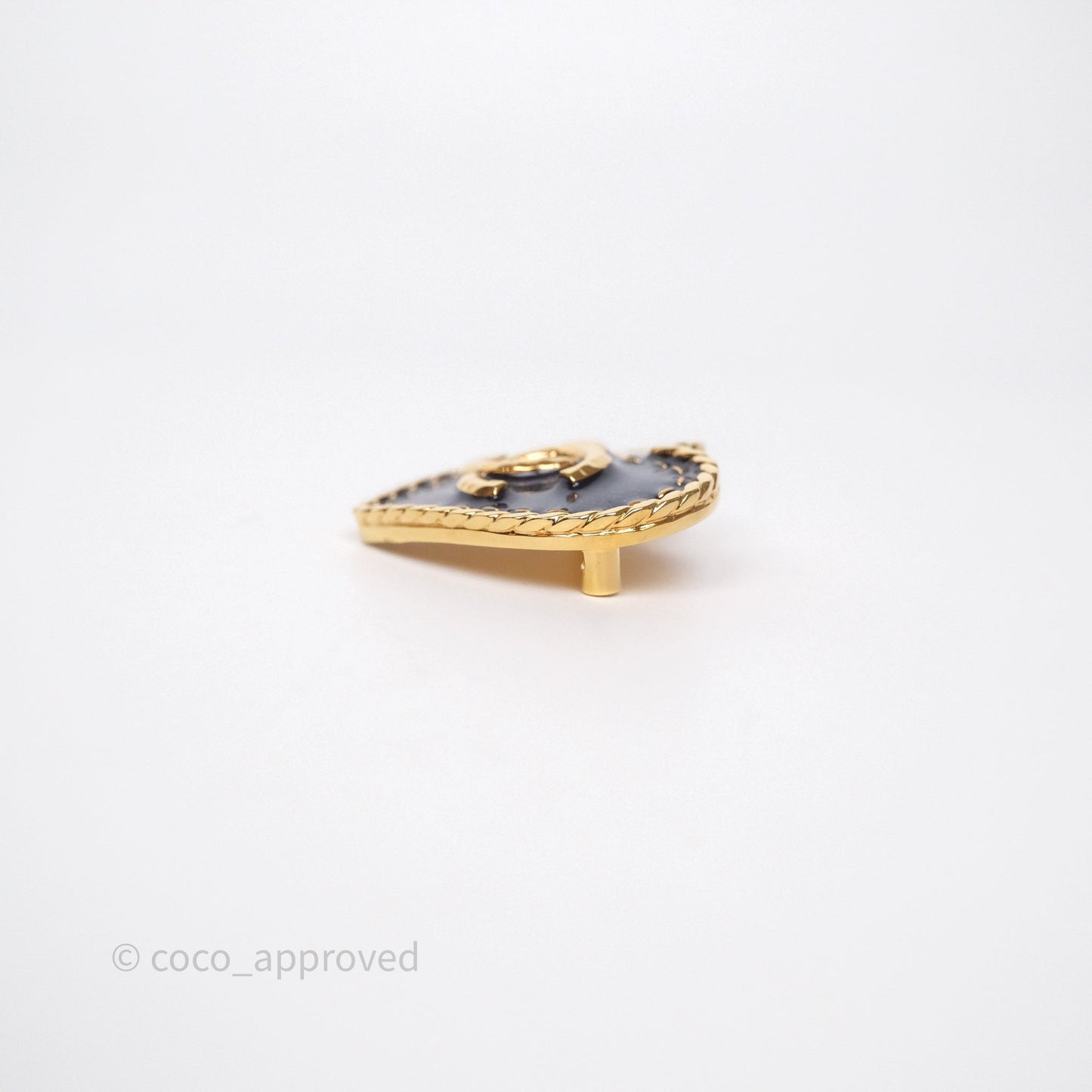 Chanel Denim Heart CC Brooch Gold Tone 24P