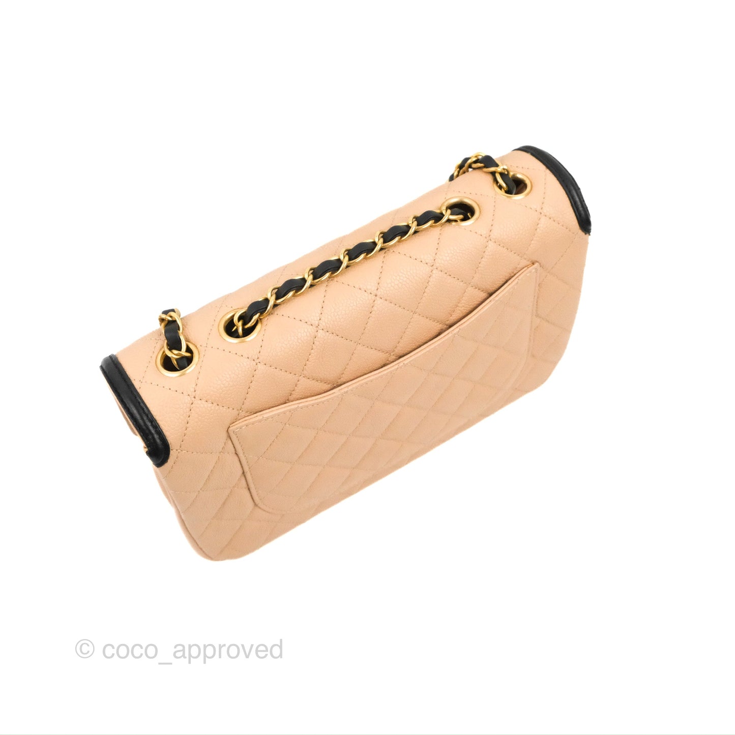 Chanel Quilted Medium CC Filigree Flap Beige Black Caviar
