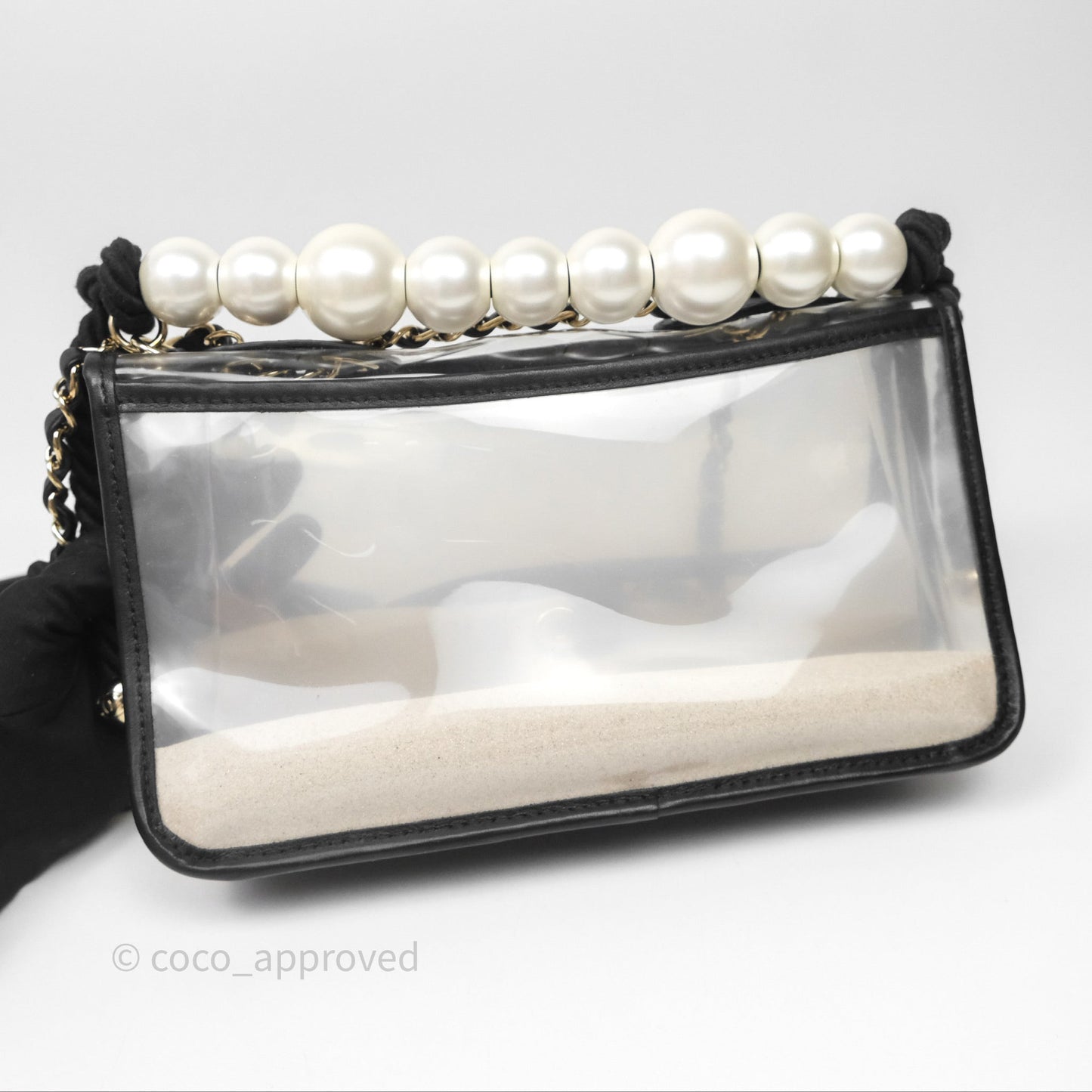 Chanel Medium Sand By The Sea PVC Flap Black Lambskin Gold Hardware