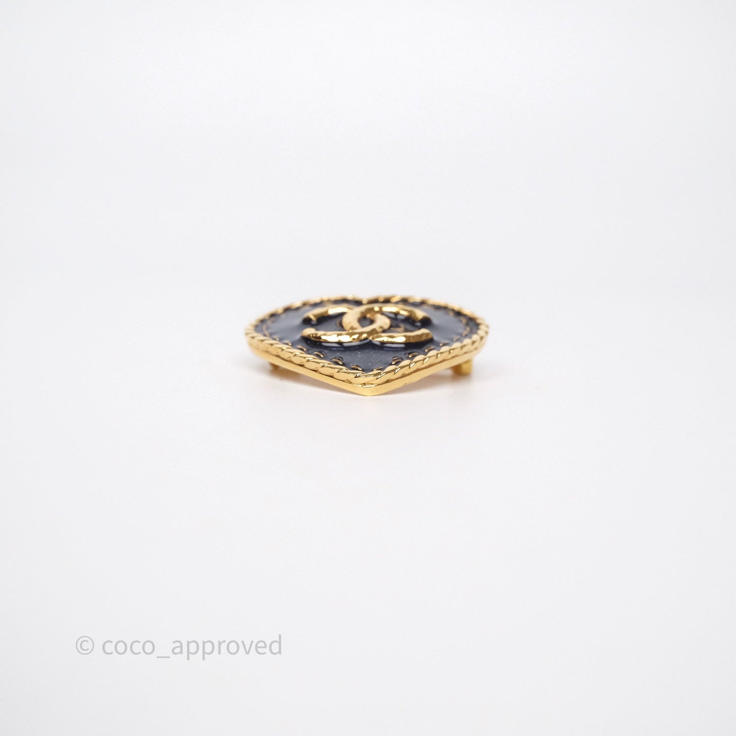 Chanel Denim Heart CC Brooch Gold Tone 24P