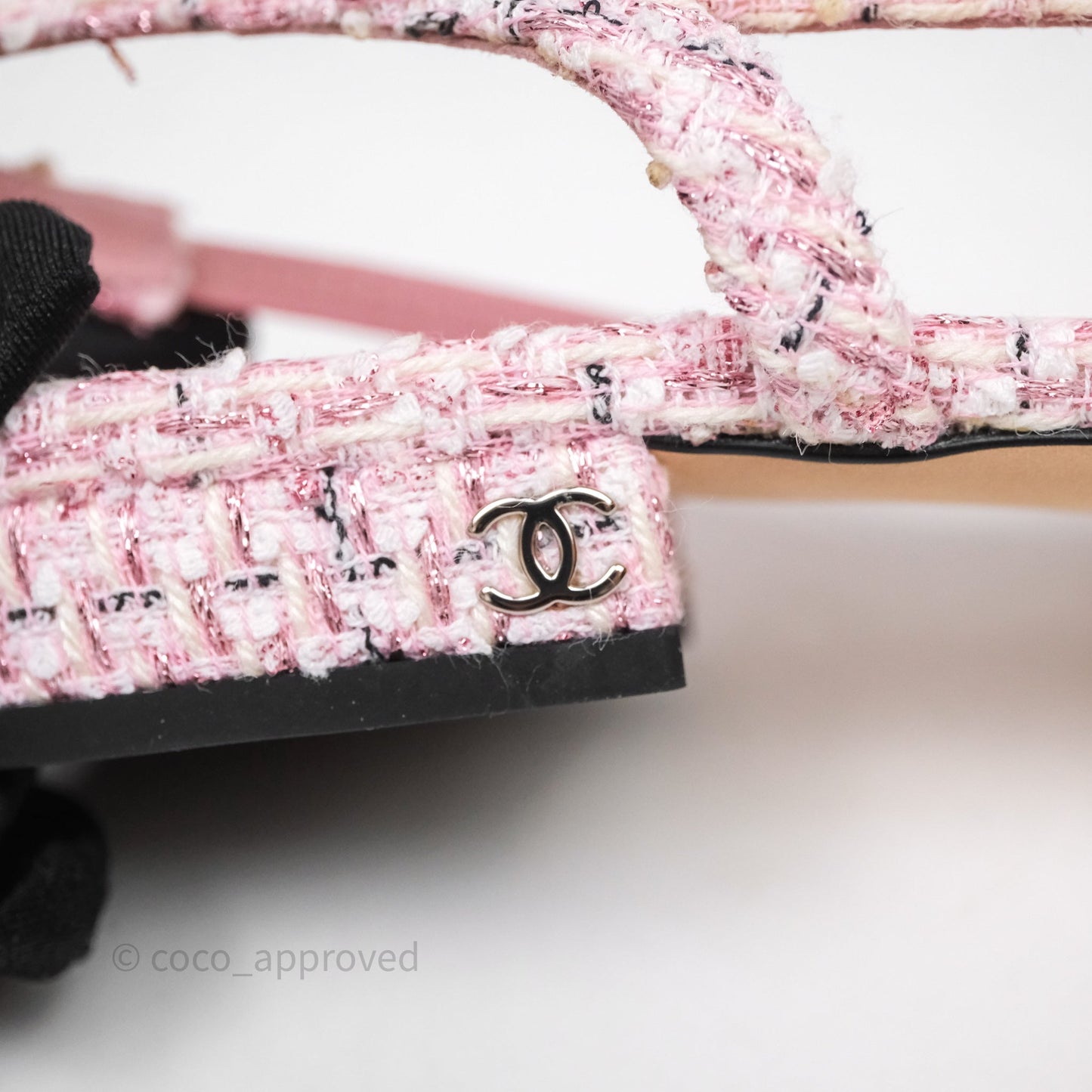 Chanel CC Slingback Flats Pink Tweed Size 37