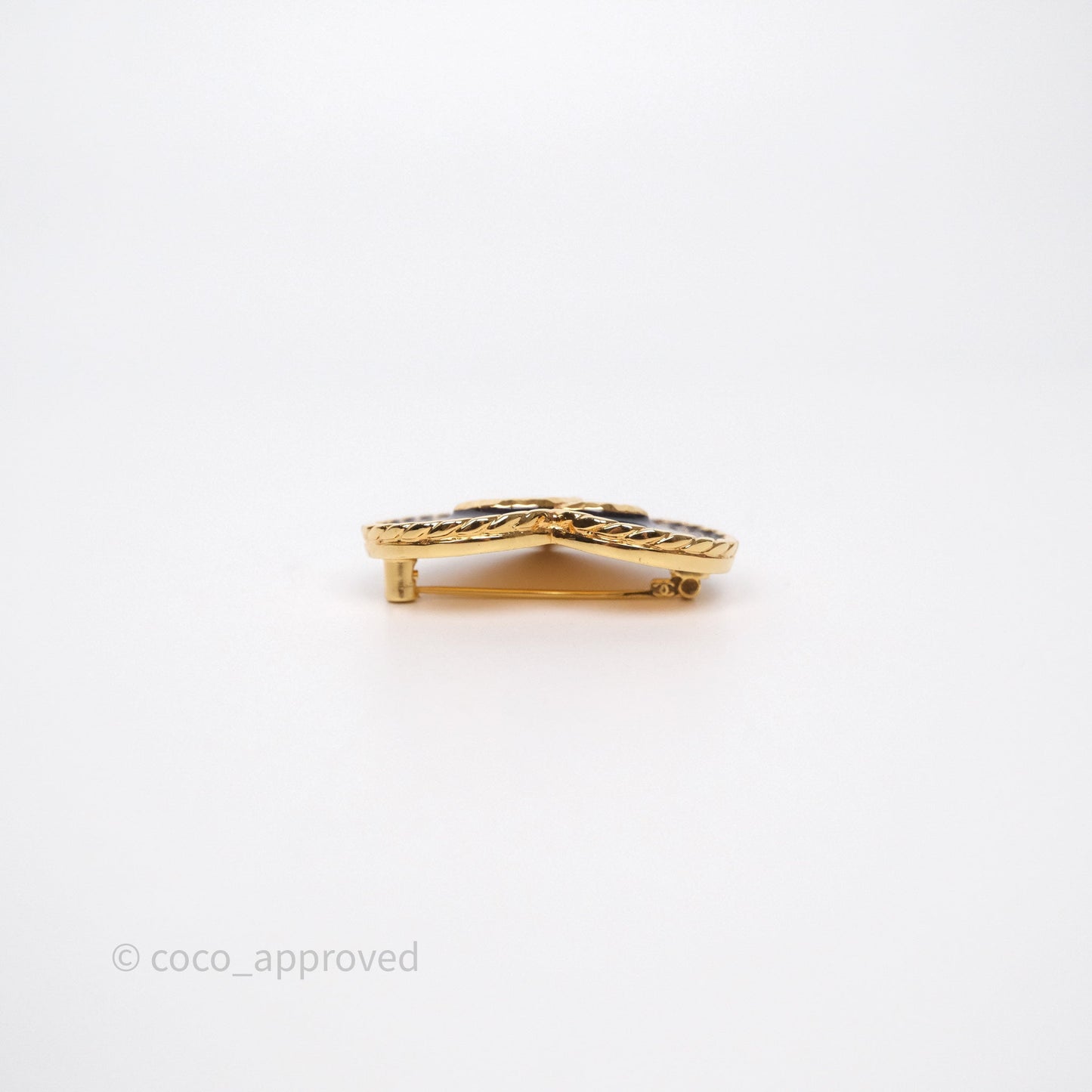 Chanel Denim Heart CC Brooch Gold Tone 24P