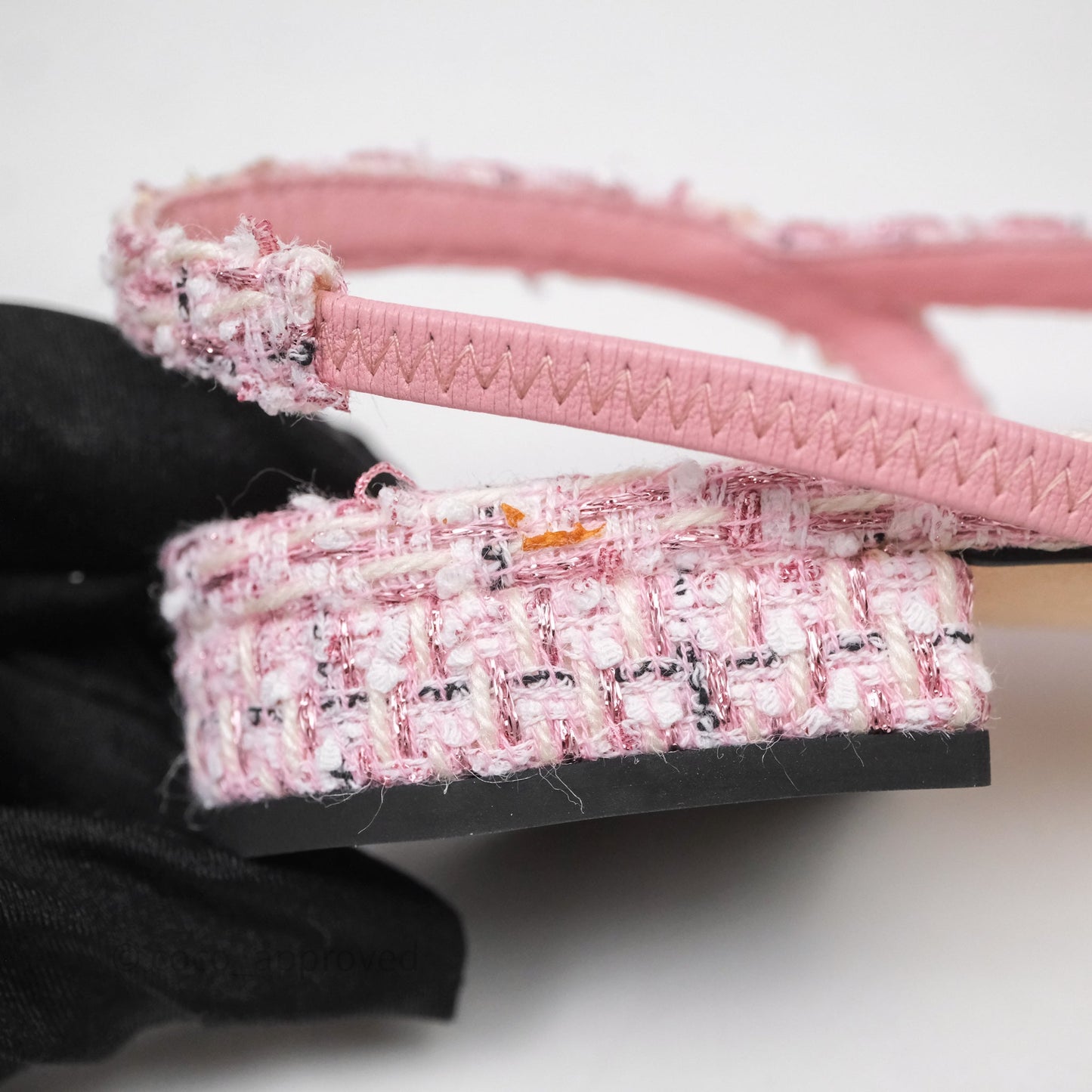 Chanel CC Slingback Flats Pink Tweed Size 37