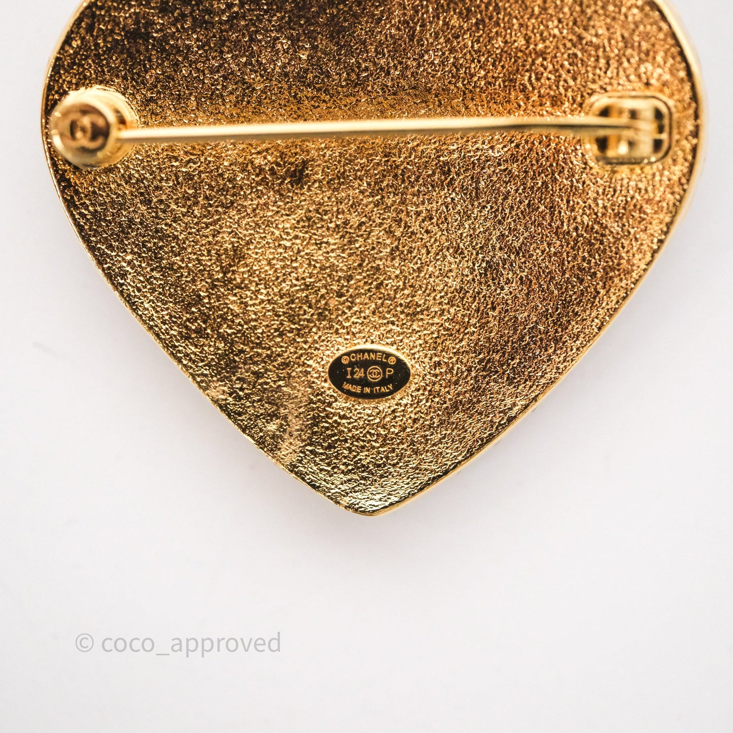 Chanel Denim Heart CC Brooch Gold Tone 24P